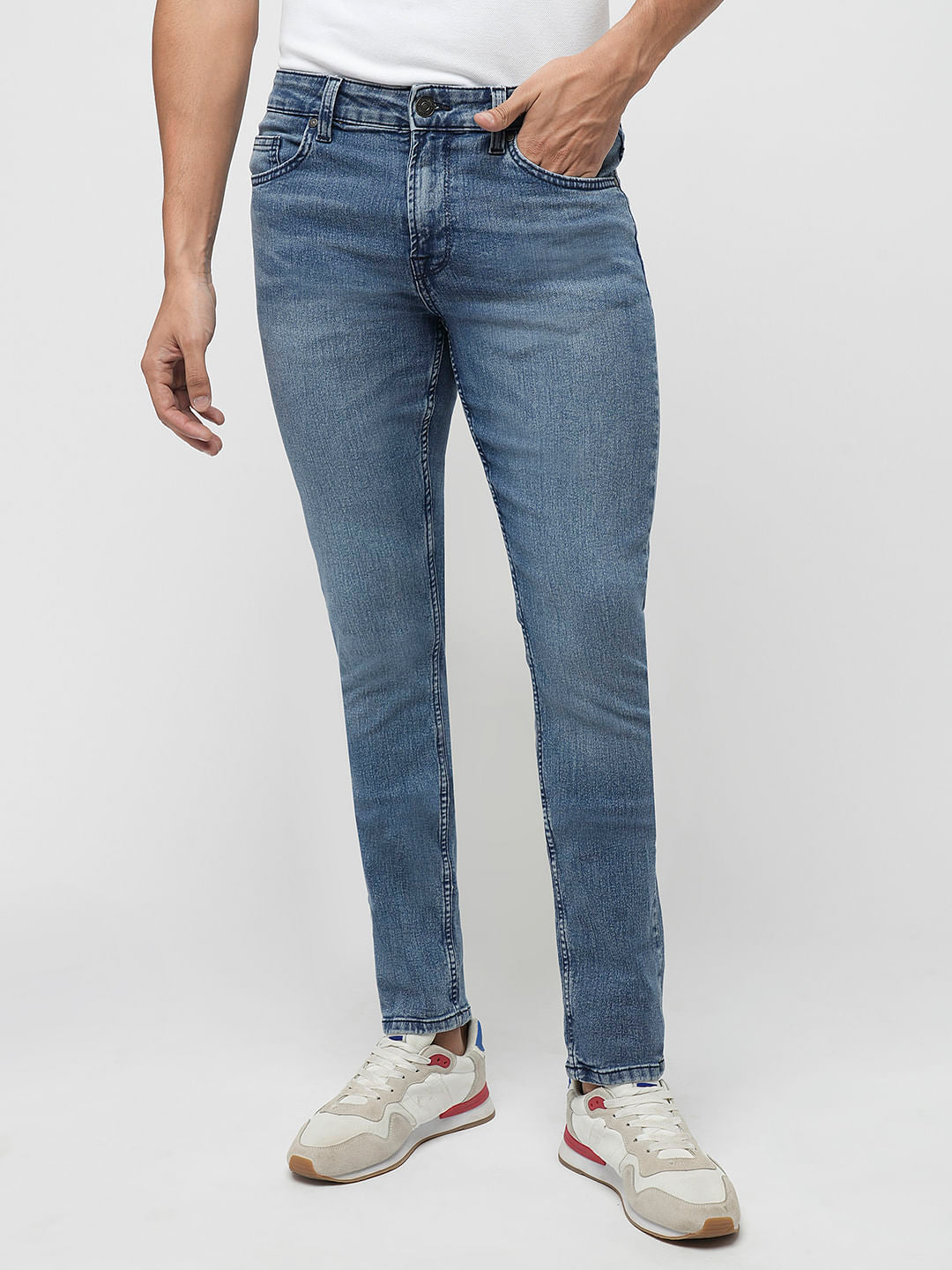 PRODUKT by JACK&JONES Blue Mid Rise Slim Fit Jeans