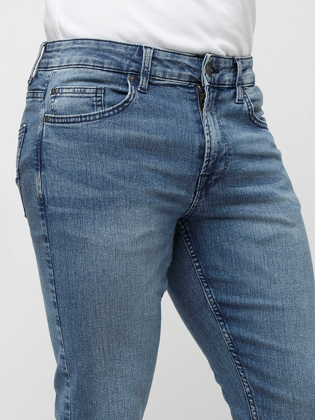 PRODUKT by JACK&JONES Blue Mid Rise Slim Fit Jeans