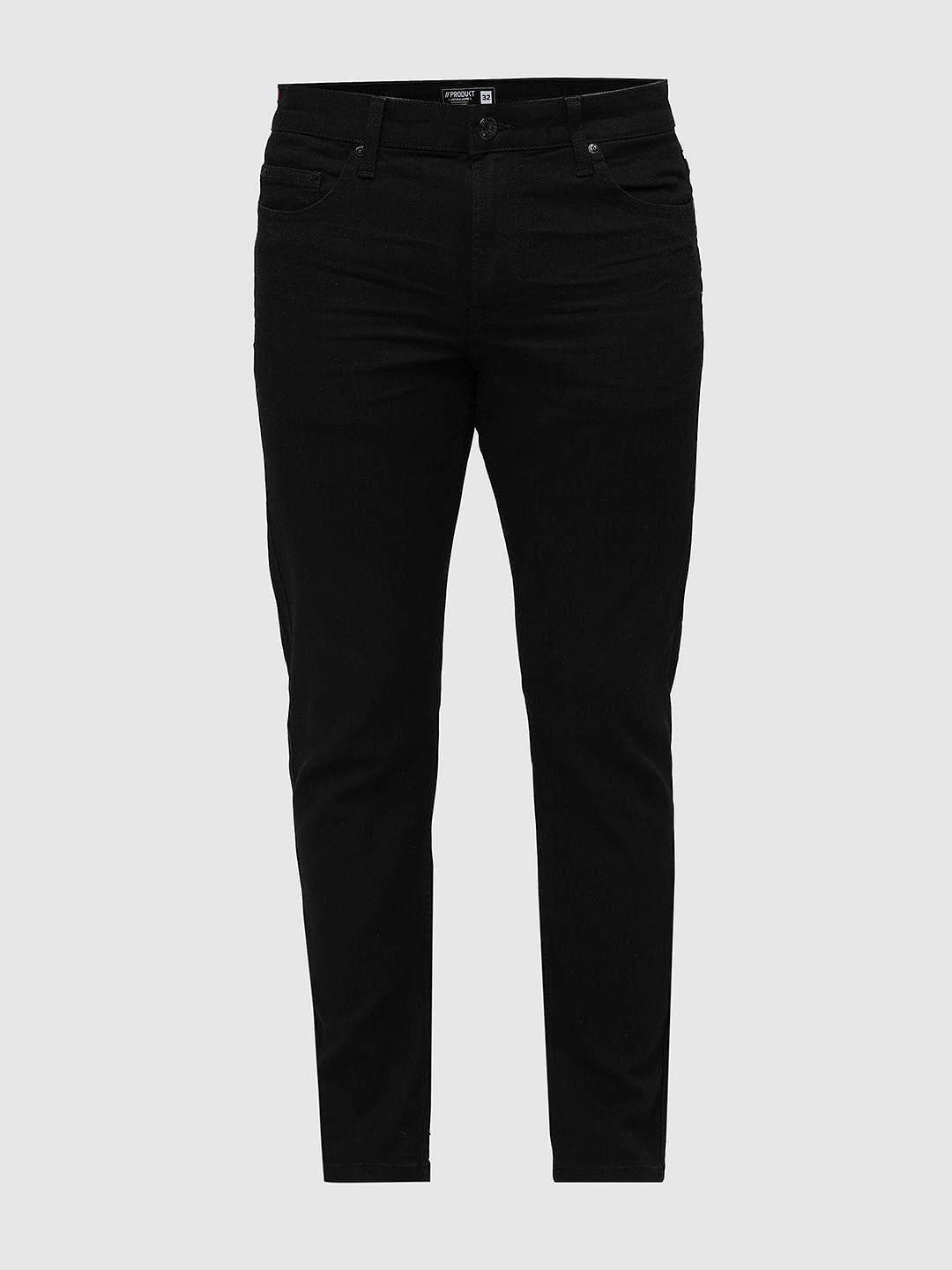 PRODUKT by JACK&JONES Black Mid Rise Slim Fit Jeans