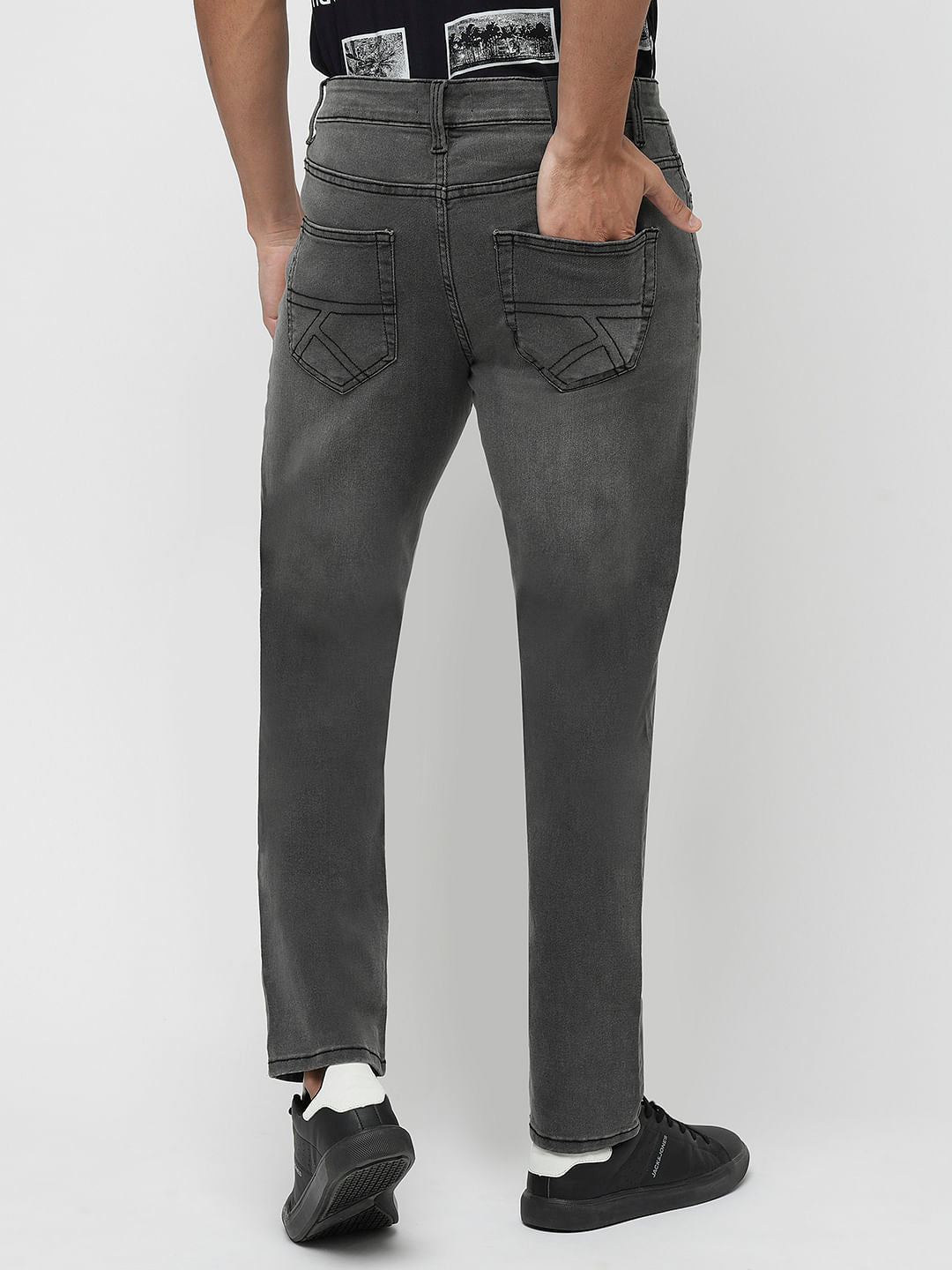 PRODUKT by JACK&JONES Grey Mid Rise Slim Fit Jeans