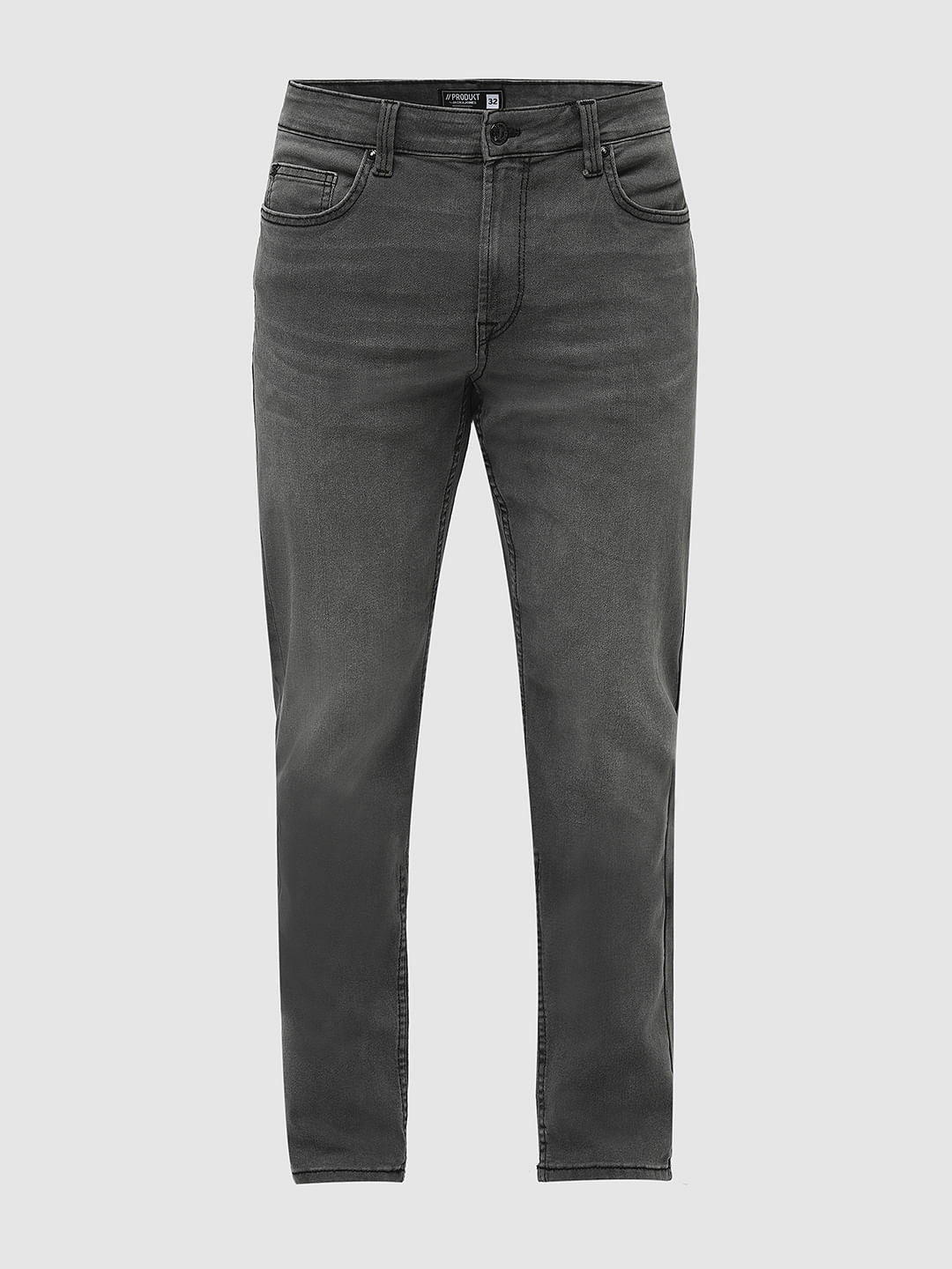 PRODUKT by JACK&JONES Grey Mid Rise Slim Fit Jeans