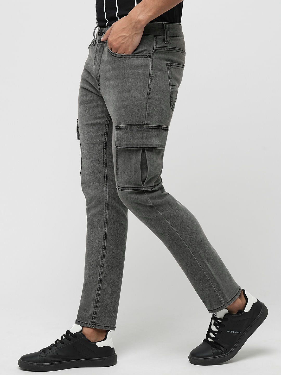 PRODUKT by JACK&JONES Grey Pocket Detail Slim Fit Jeans