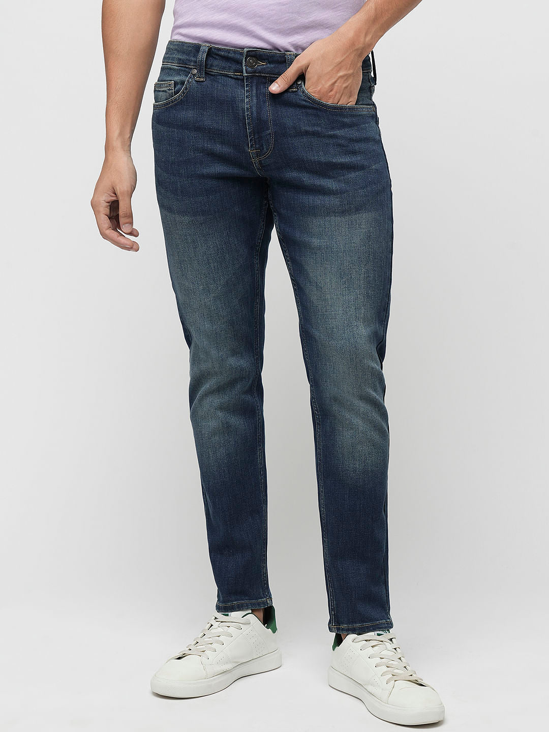PRODUKT by JACK&JONES Dark Blue Mid Rise Slim Fit Jeans