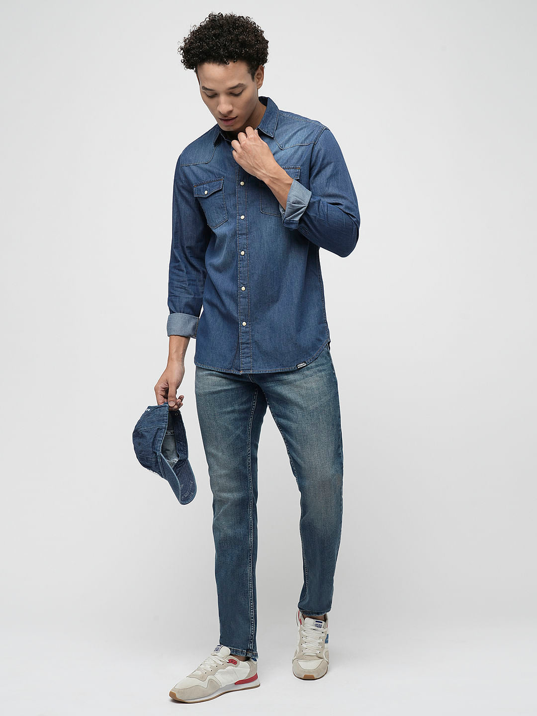 PRODUKT by JACK&JONES Blue Mid Rise Slim Fit Jeans