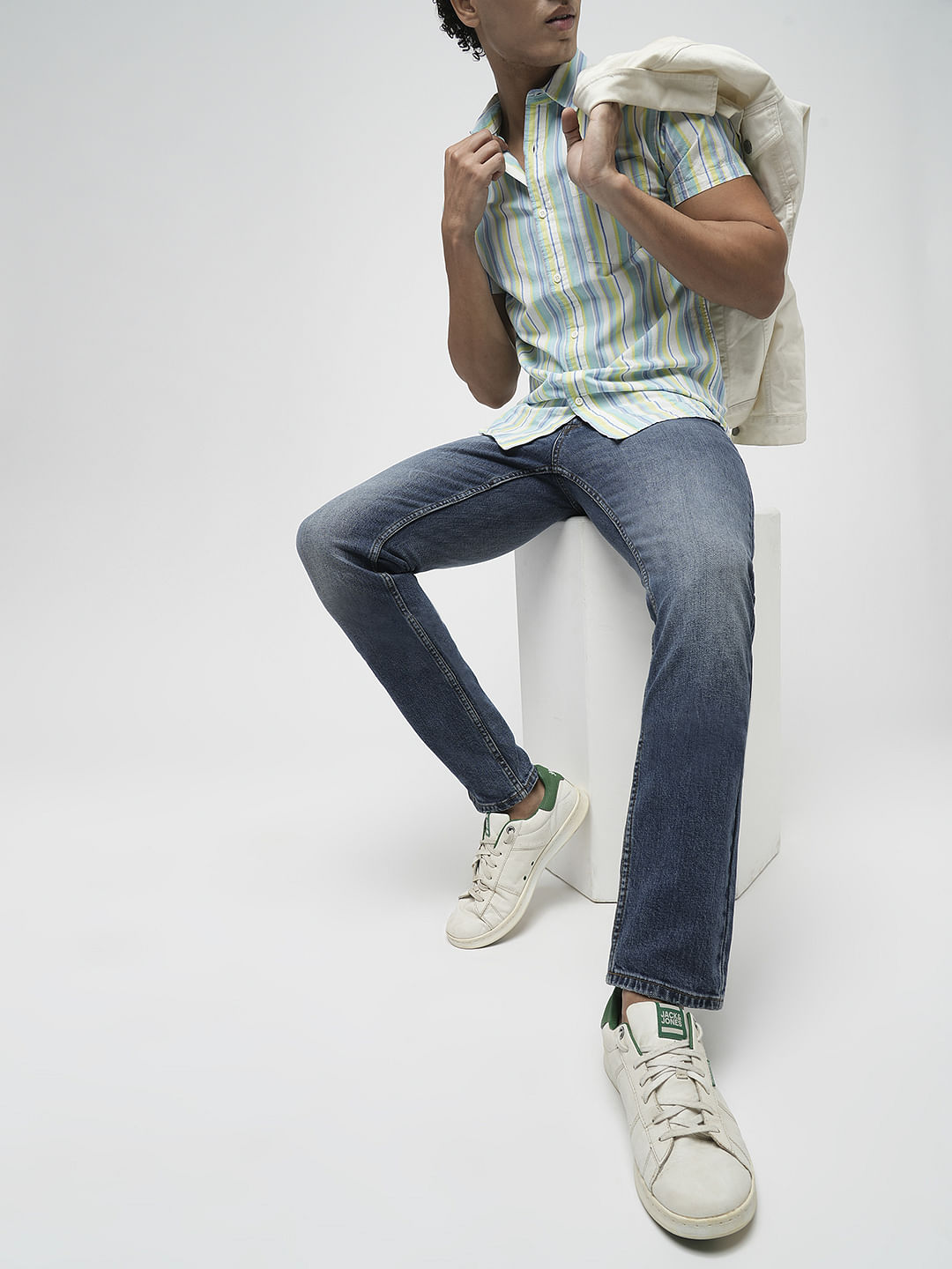 PRODUKT by JACK&JONES Dark Blue Mid Rise Slim Fit Jeans