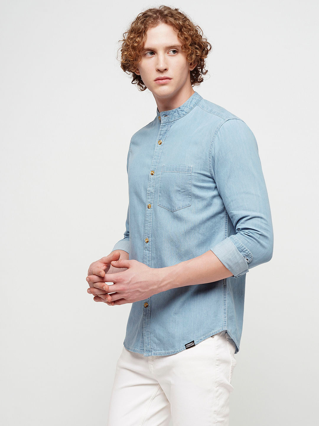 PRODUKT by JACK&JONES Light Blue Denim Full Sleeves Shirt