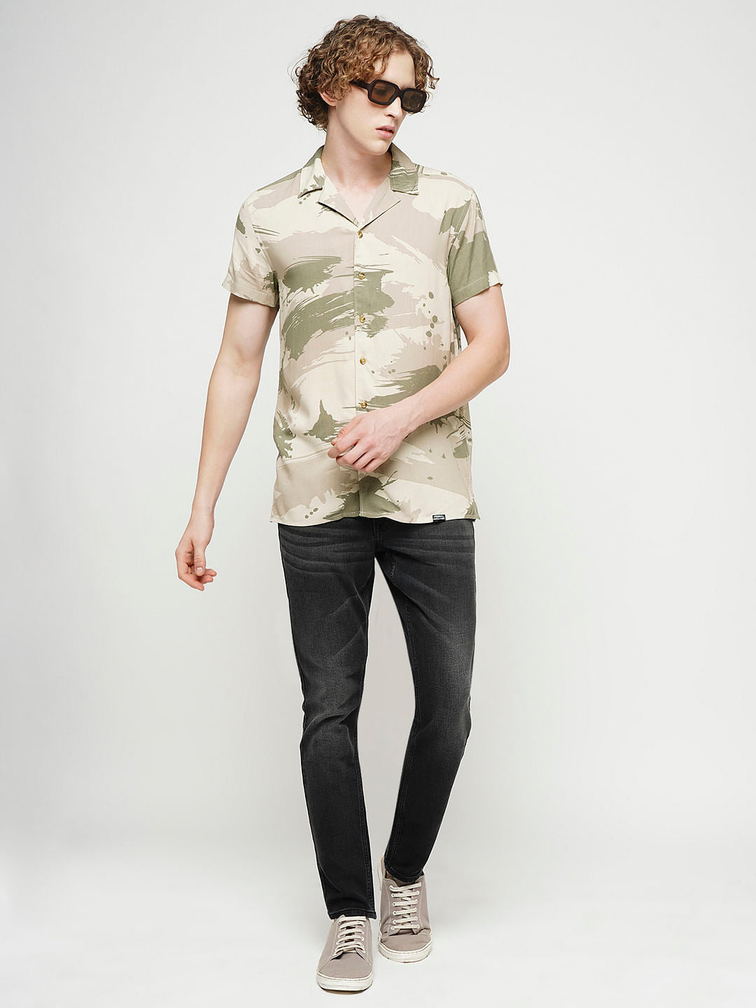 PRODUKT by JACK&JONES Green & Beige Printed Shirt