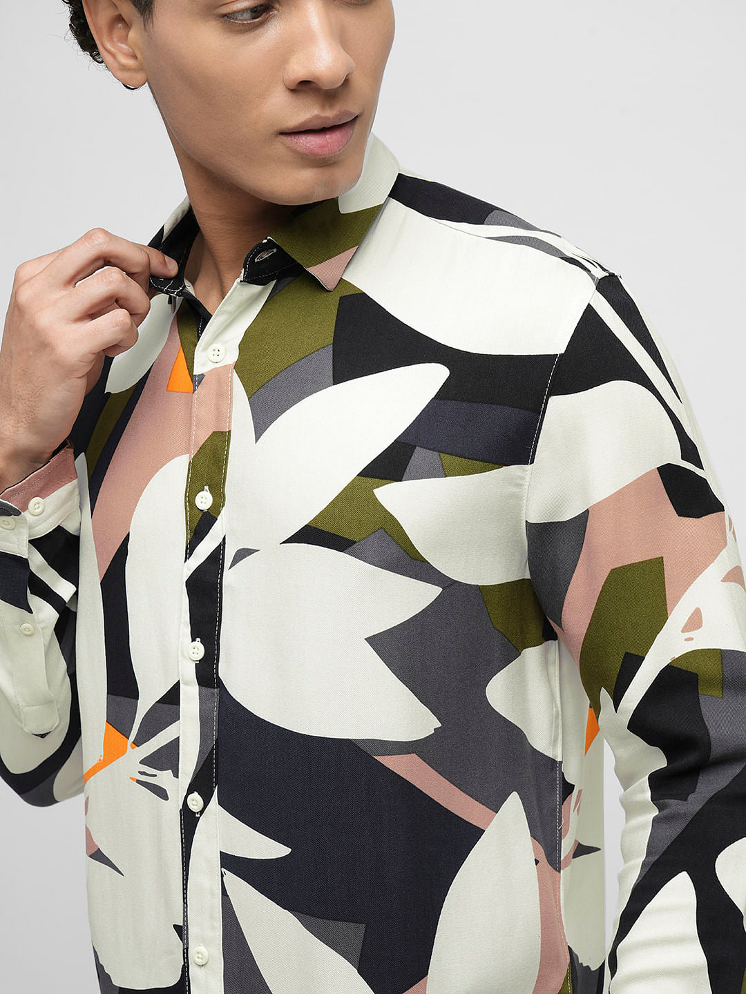 PRODUKT by JACK&JONES Green Printed Full Sleeves Shirt