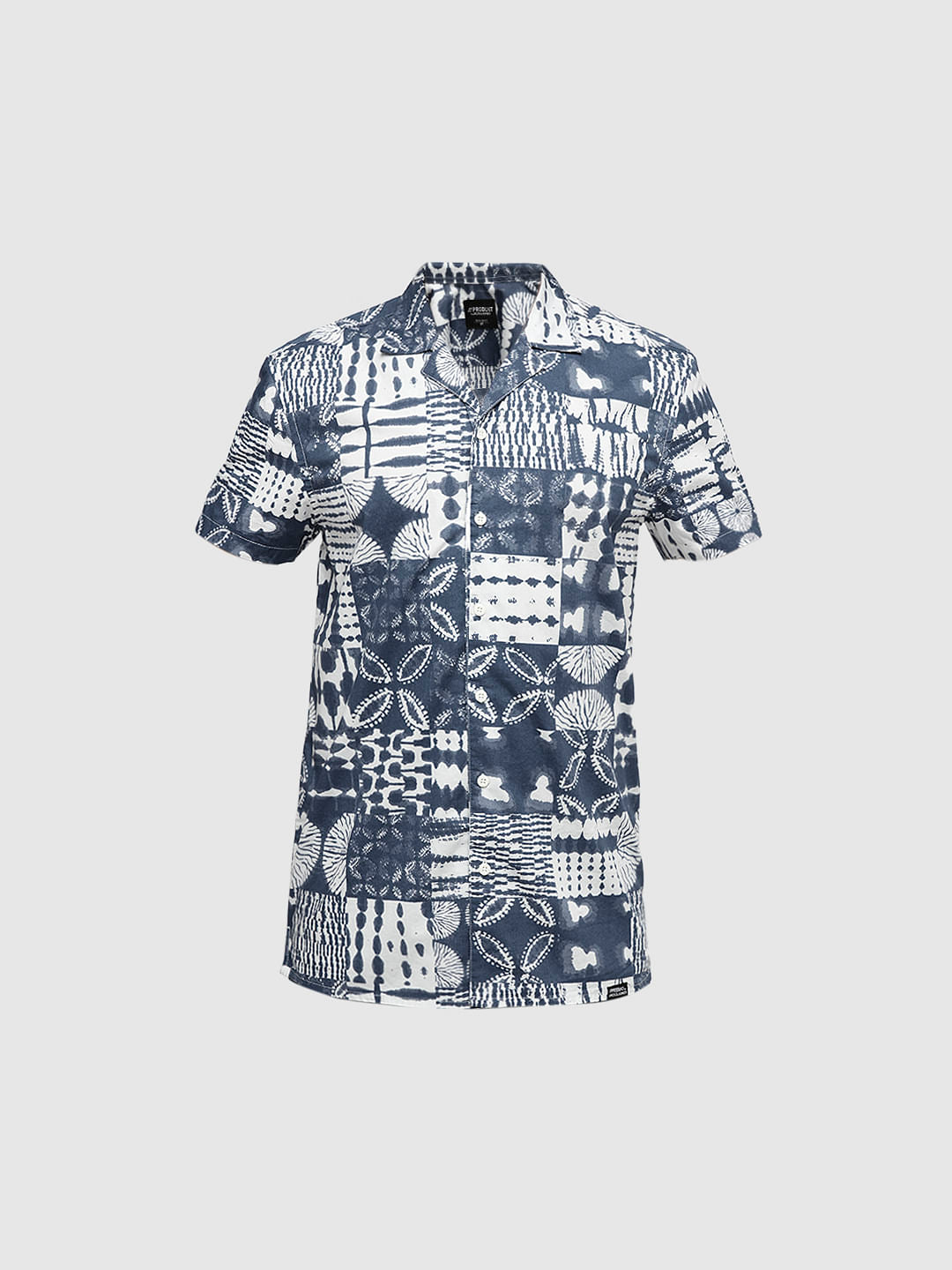 PRODUKT by JACK&JONES Blue Abstract Print Short Sleeves Shirt