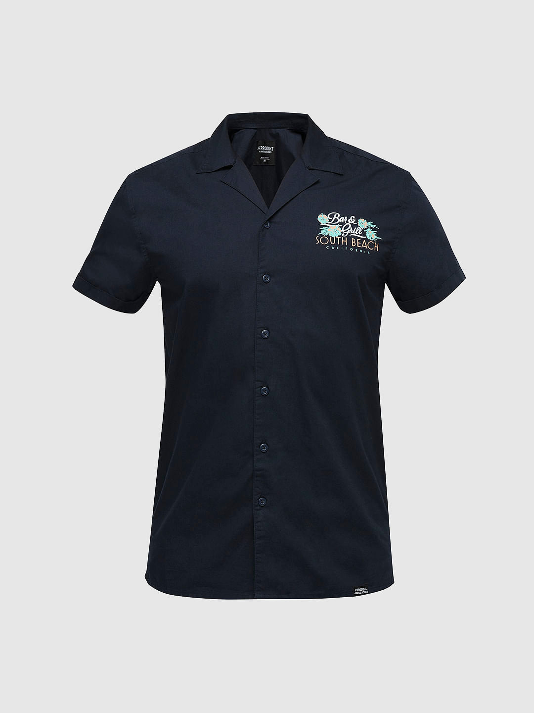 PRODUKT by JACK&JONES Navy Printed Short Sleeves Shirt