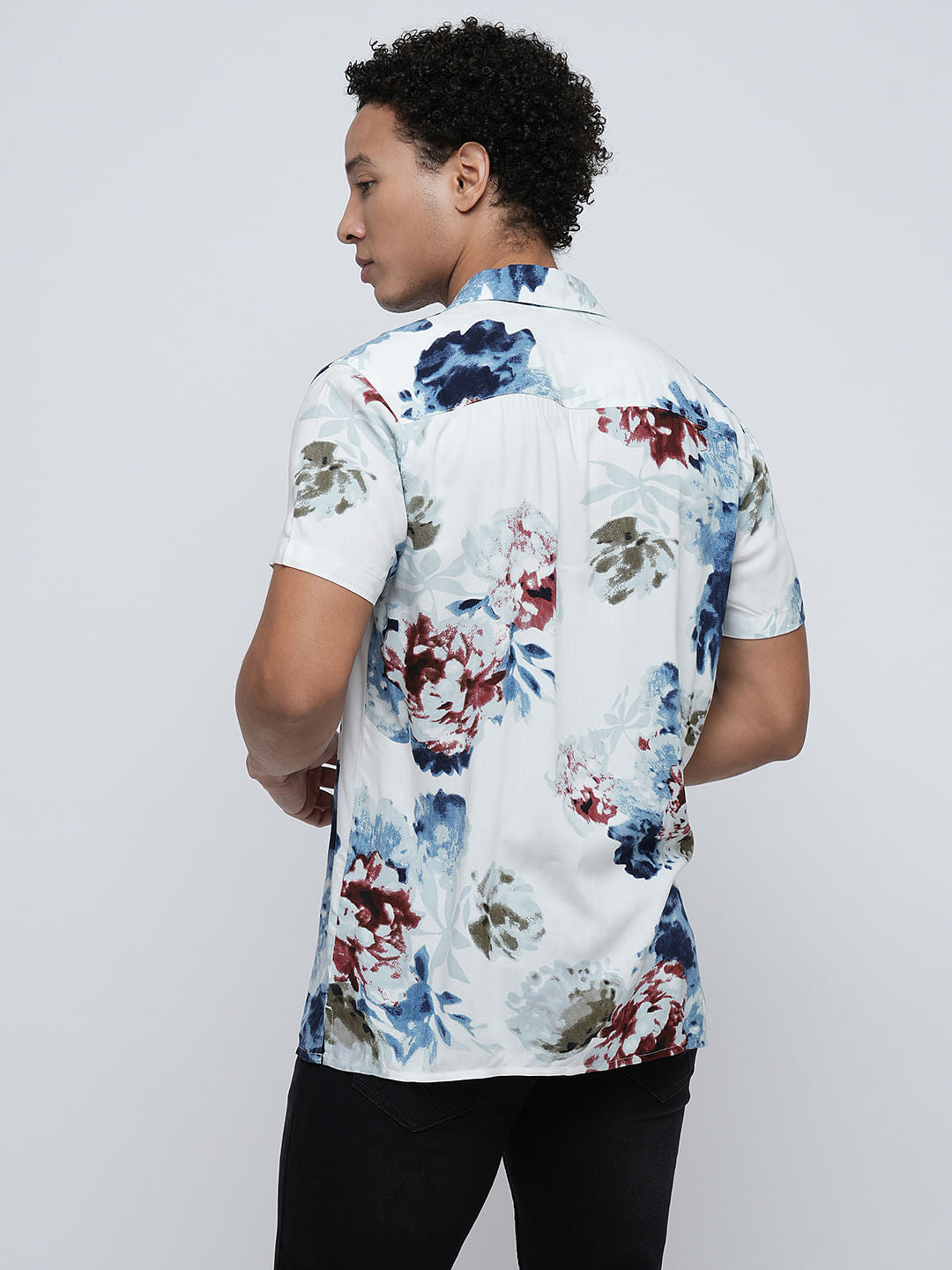 PRODUKT by JACK&JONES White Floral Short Sleeves Shirt