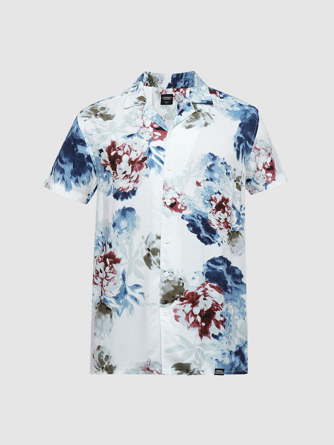 PRODUKT by JACK&JONES White Floral Short Sleeves Shirt