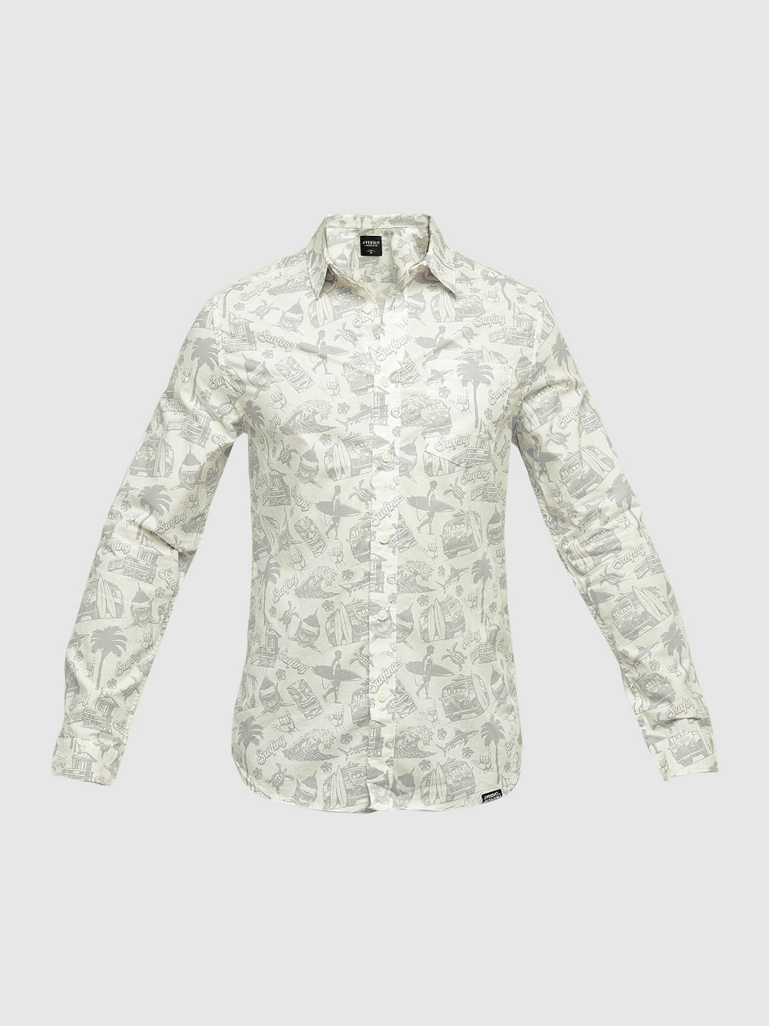 PRODUKT by JACK&JONES Off-White Printed Full Sleeves Shirt