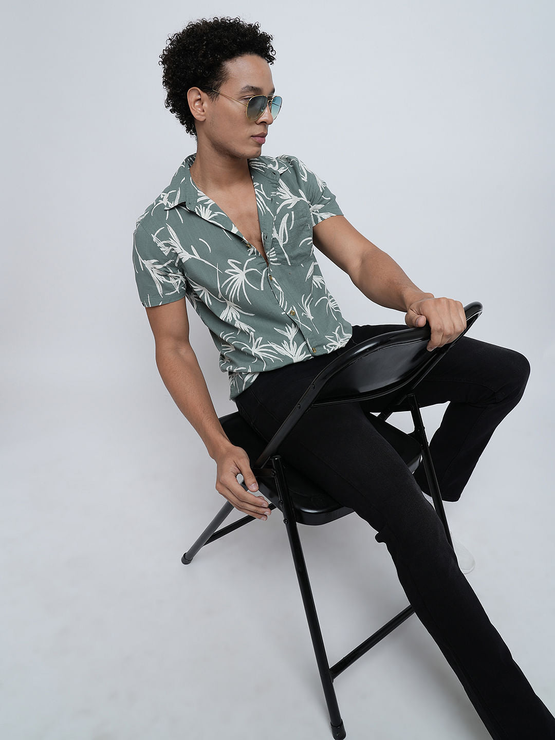 PRODUKT by JACK&JONES Green Printed Short Sleeves Shirt - S