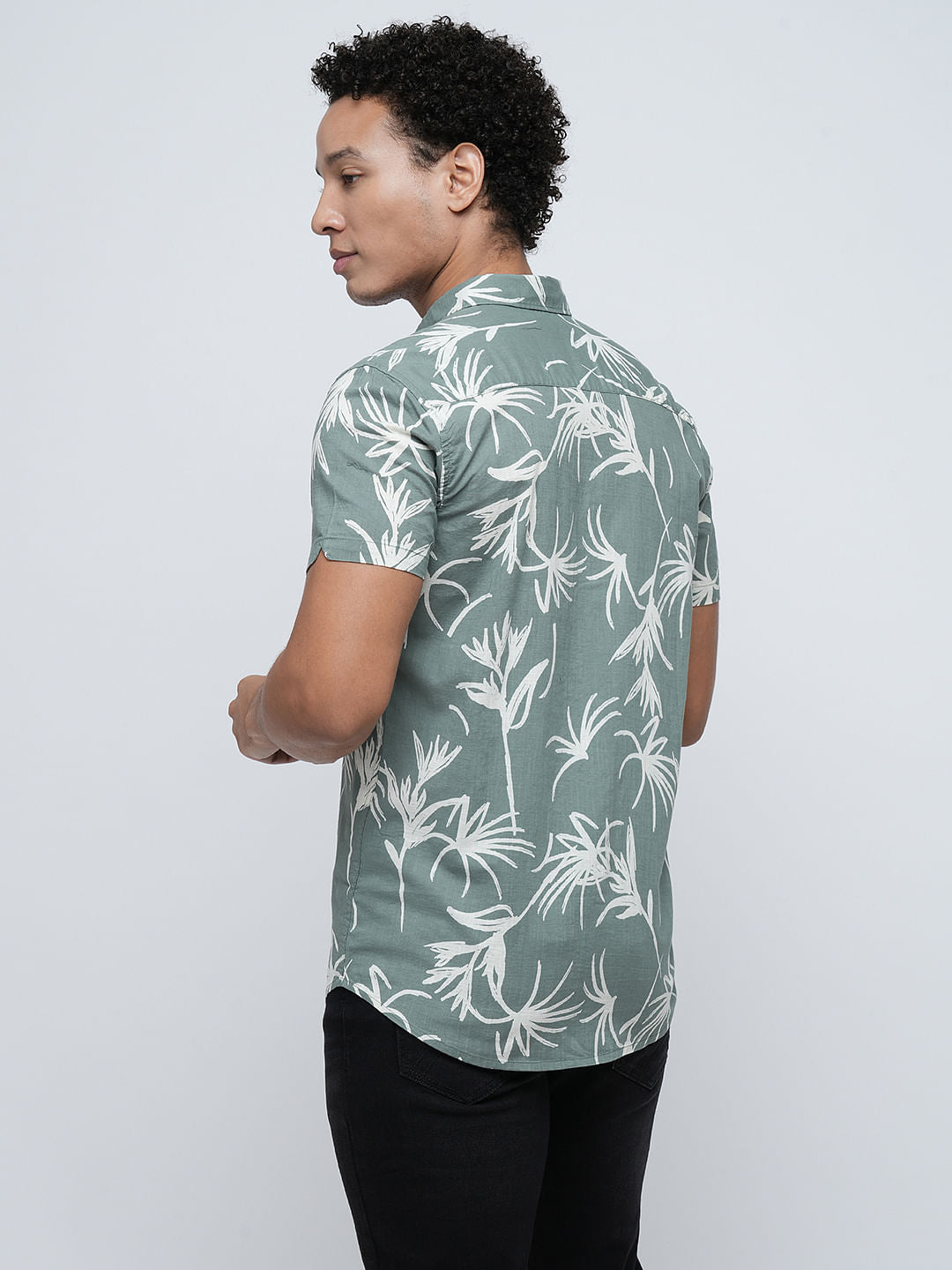 PRODUKT by JACK&JONES Green Printed Short Sleeves Shirt