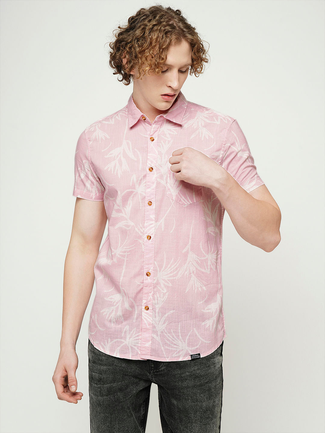 PRODUKT by JACK&JONES Pink Printed Short Sleeves Shirt