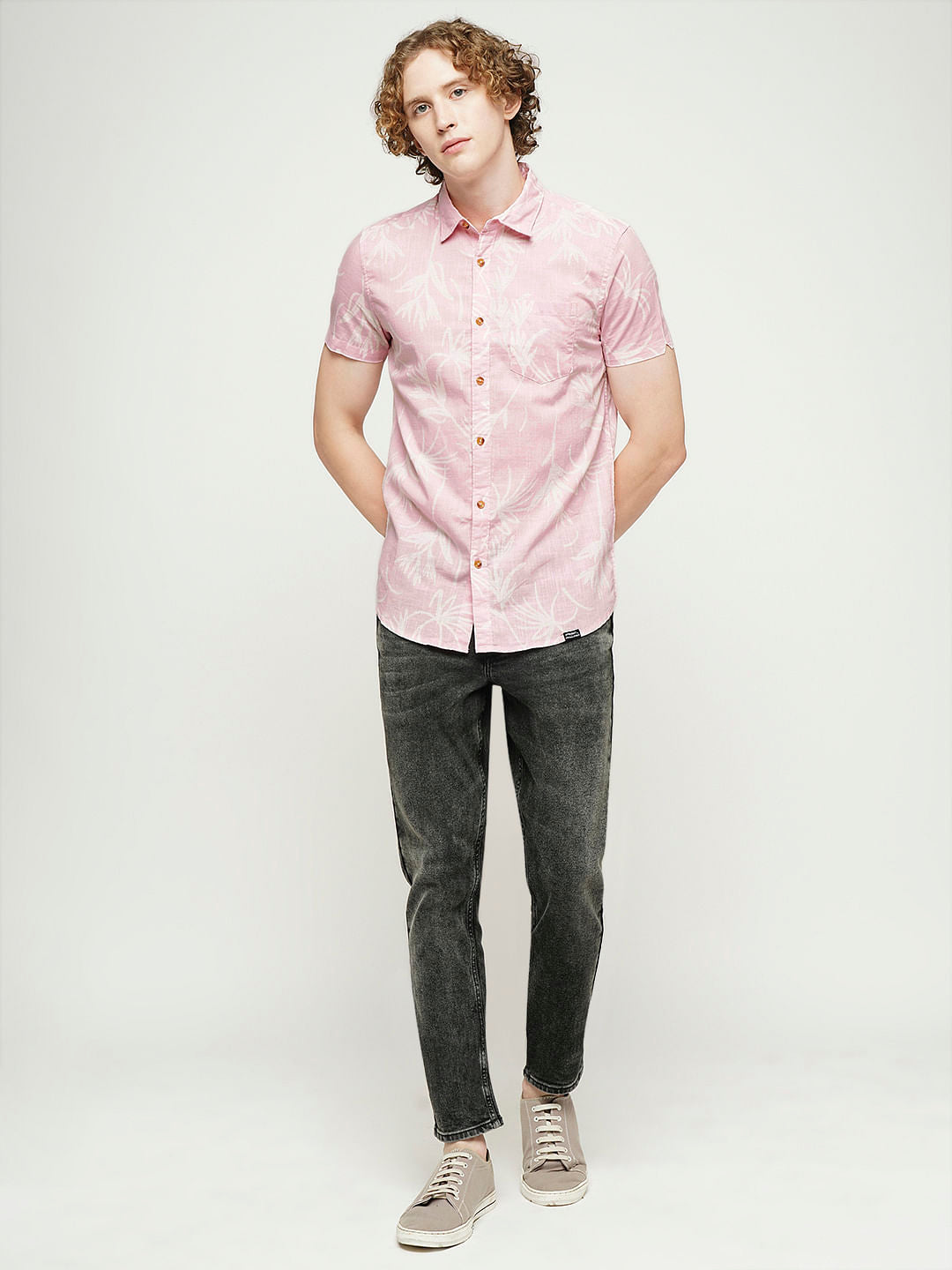 PRODUKT by JACK&JONES Pink Printed Short Sleeves Shirt