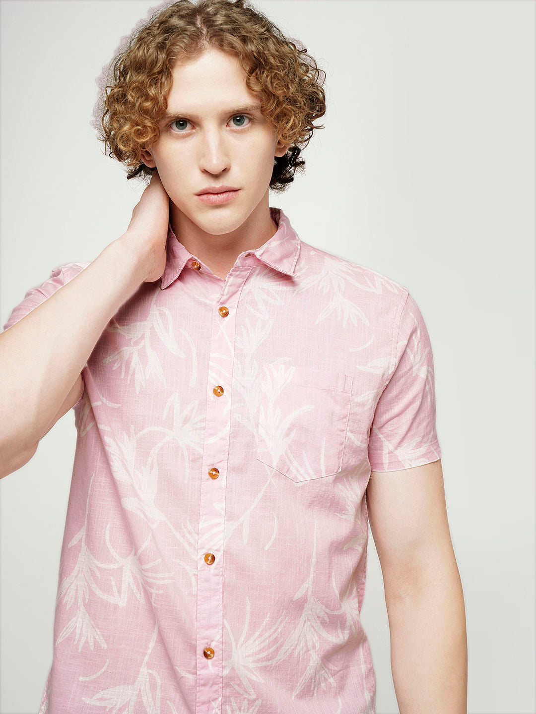 PRODUKT by JACK&JONES Pink Printed Short Sleeves Shirt