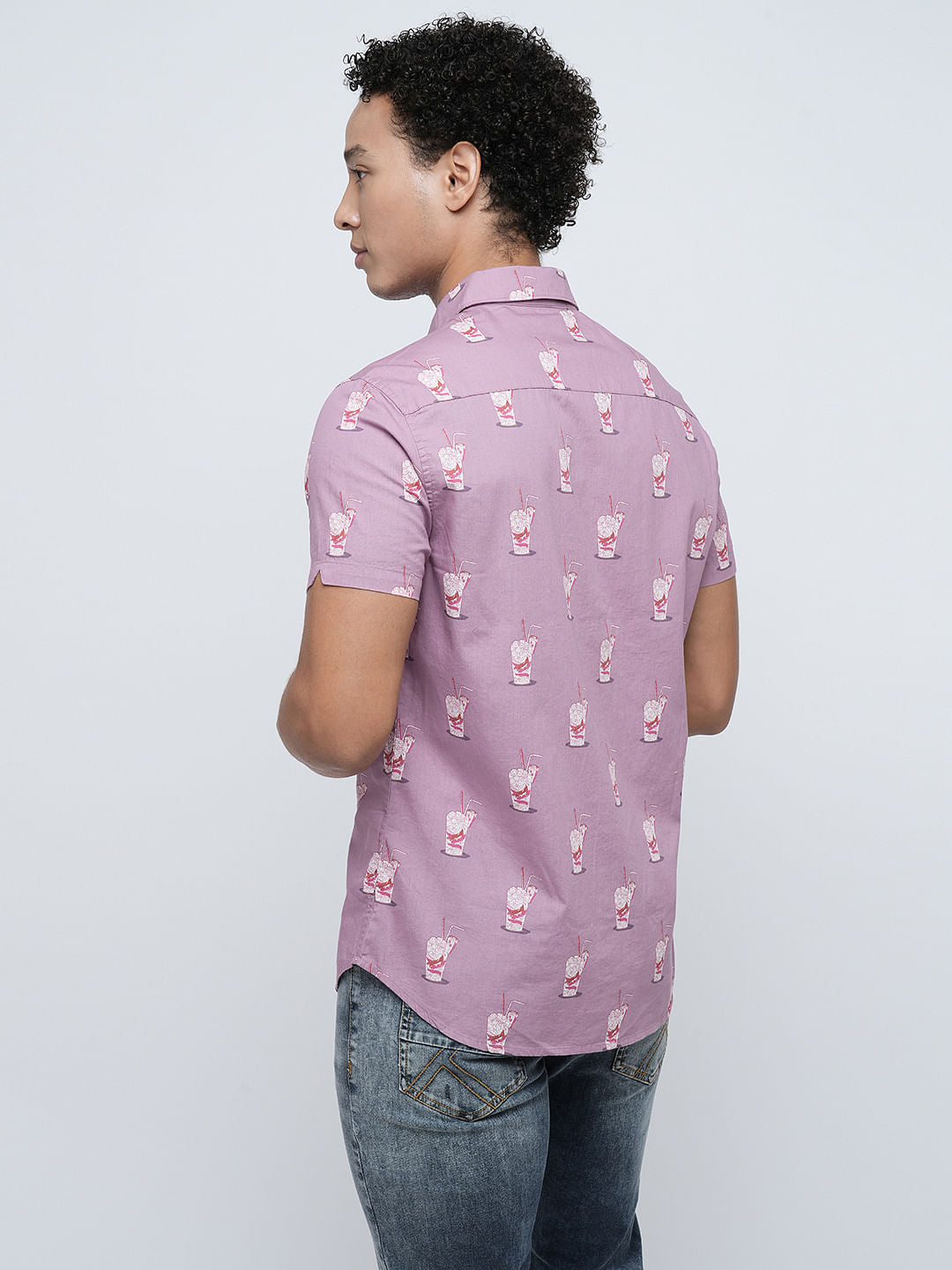PRODUKT by JACK&JONES Purple Printed Short Sleeves Shirt