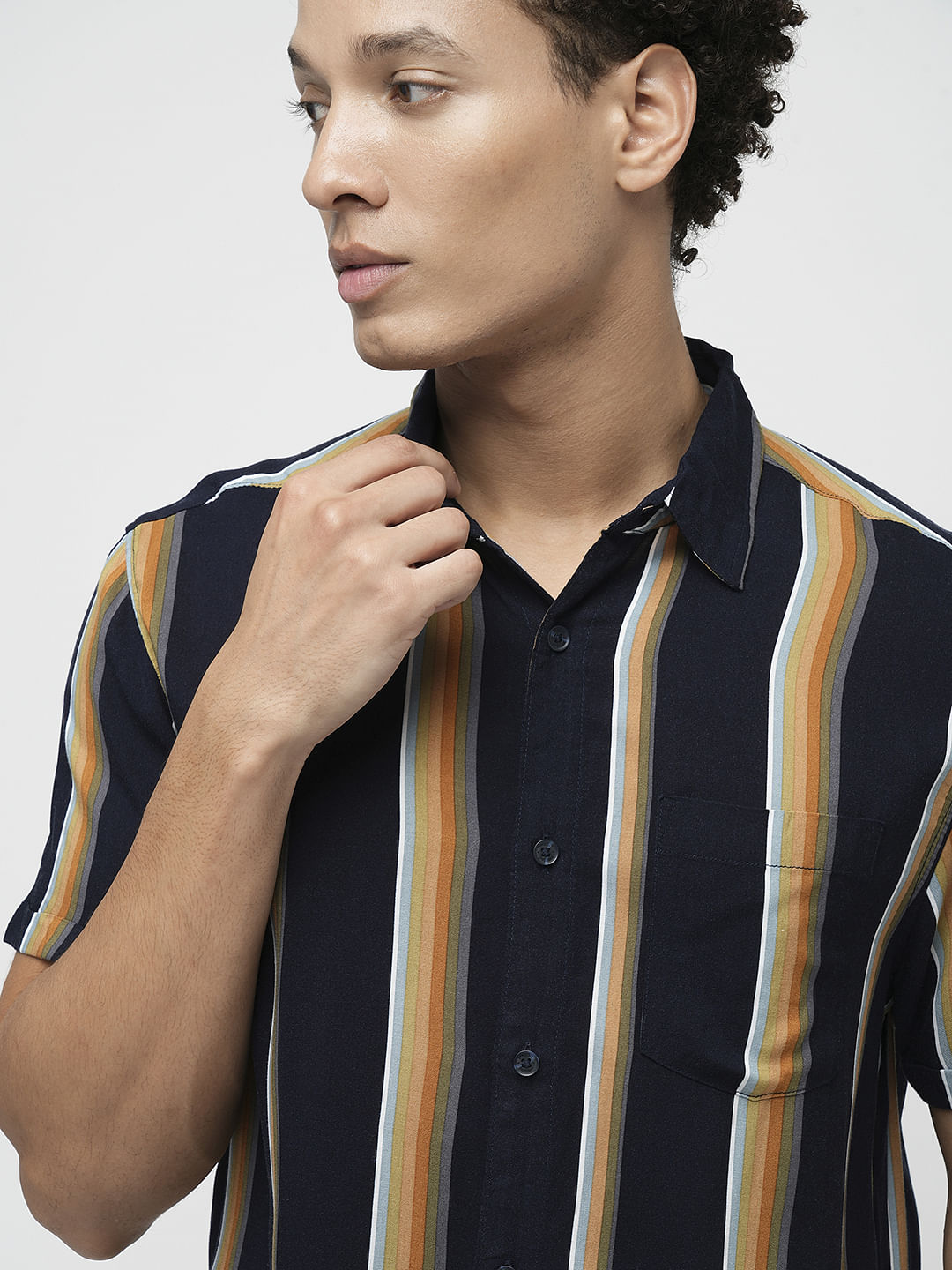 PRODUKT by JACK&JONES Navy Striped Short Sleeves Shirt