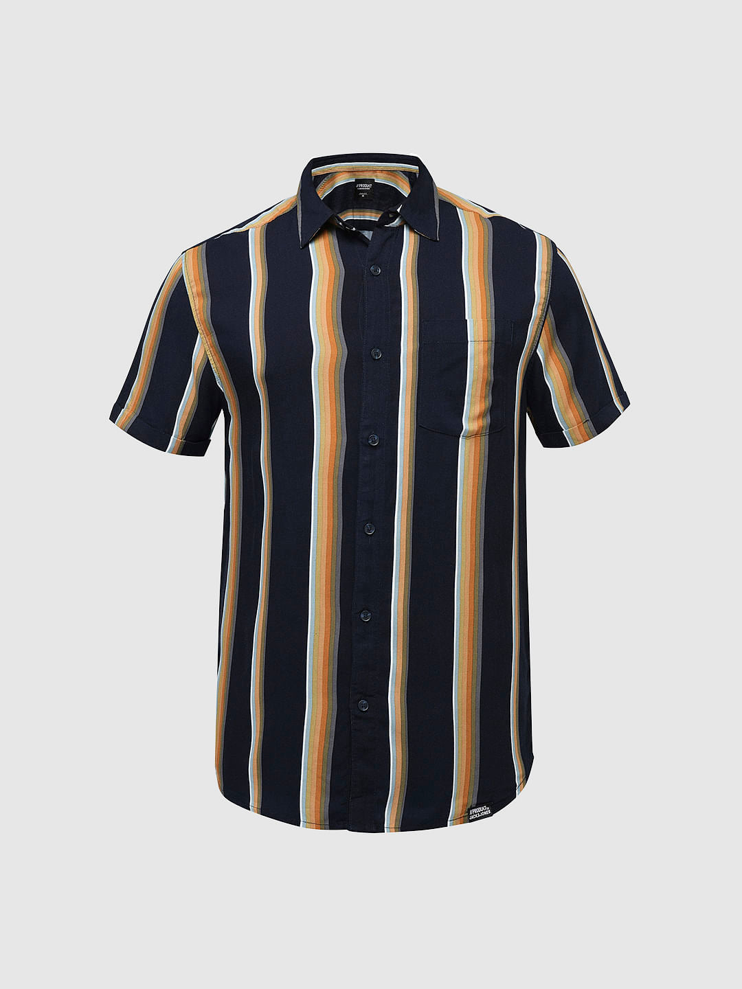 PRODUKT by JACK&JONES Navy Striped Short Sleeves Shirt