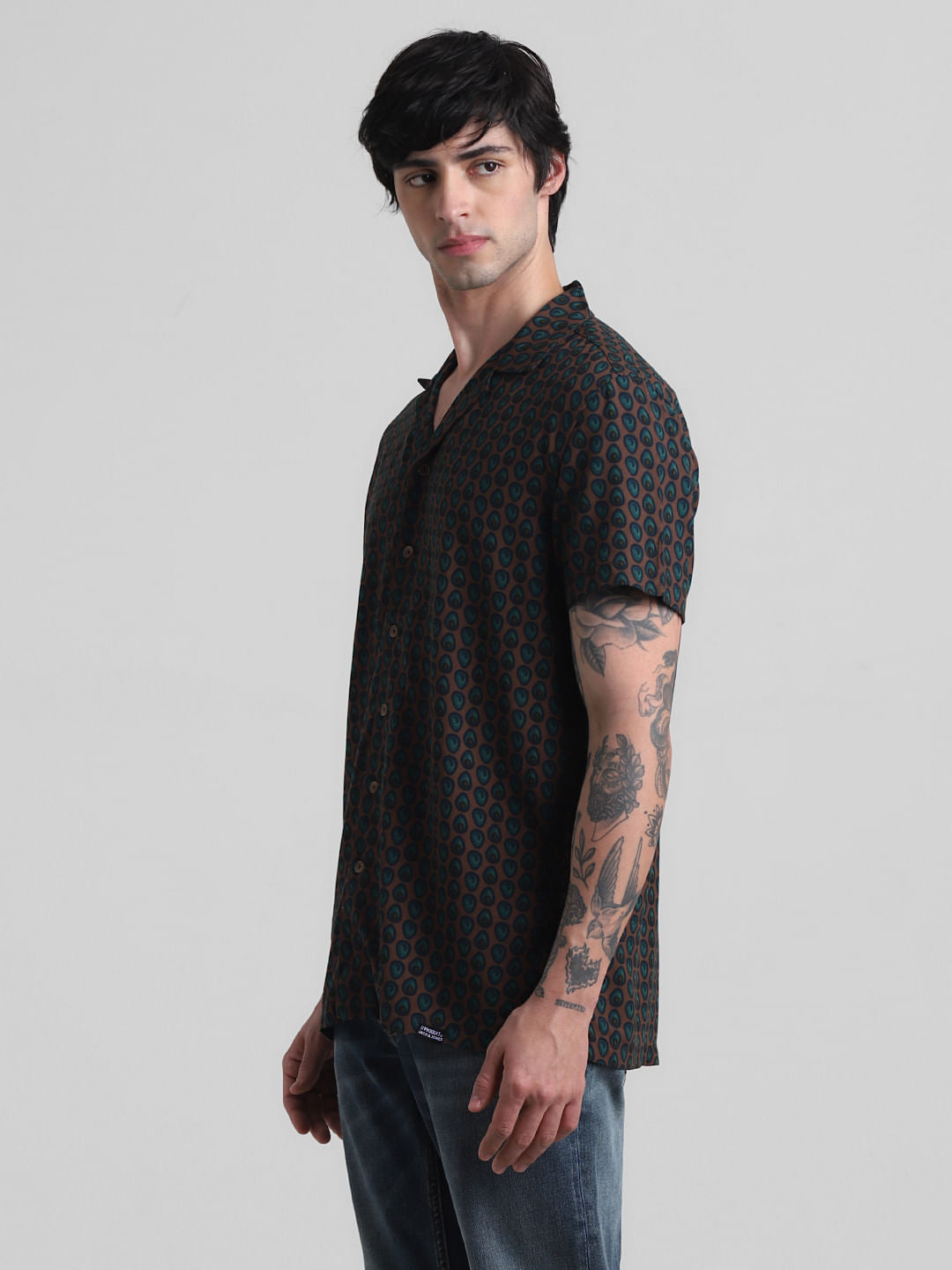 PRODUKT by JACK&JONES Brown Printed Short Sleeves Shirt
