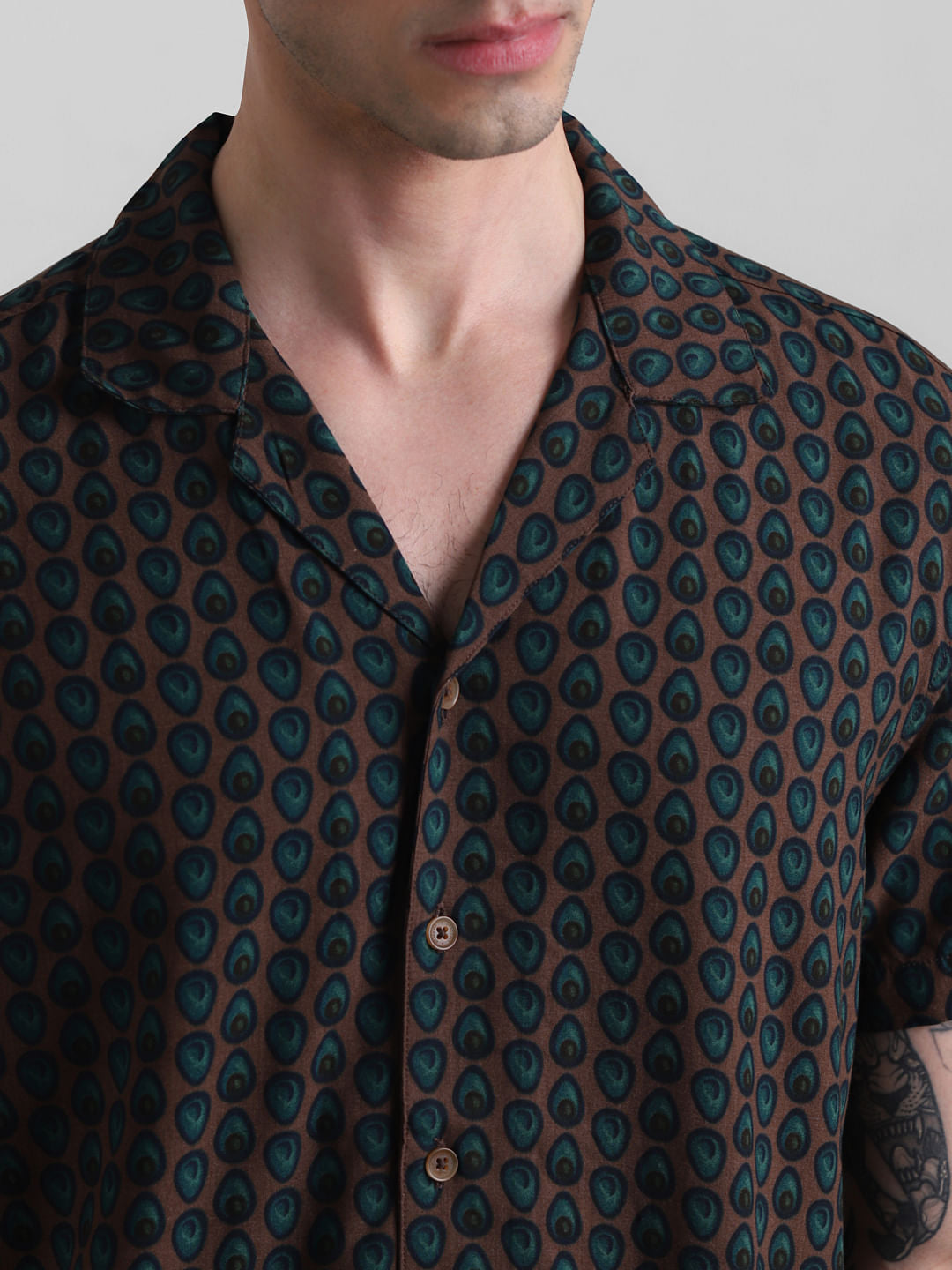 PRODUKT by JACK&JONES Brown Printed Short Sleeves Shirt