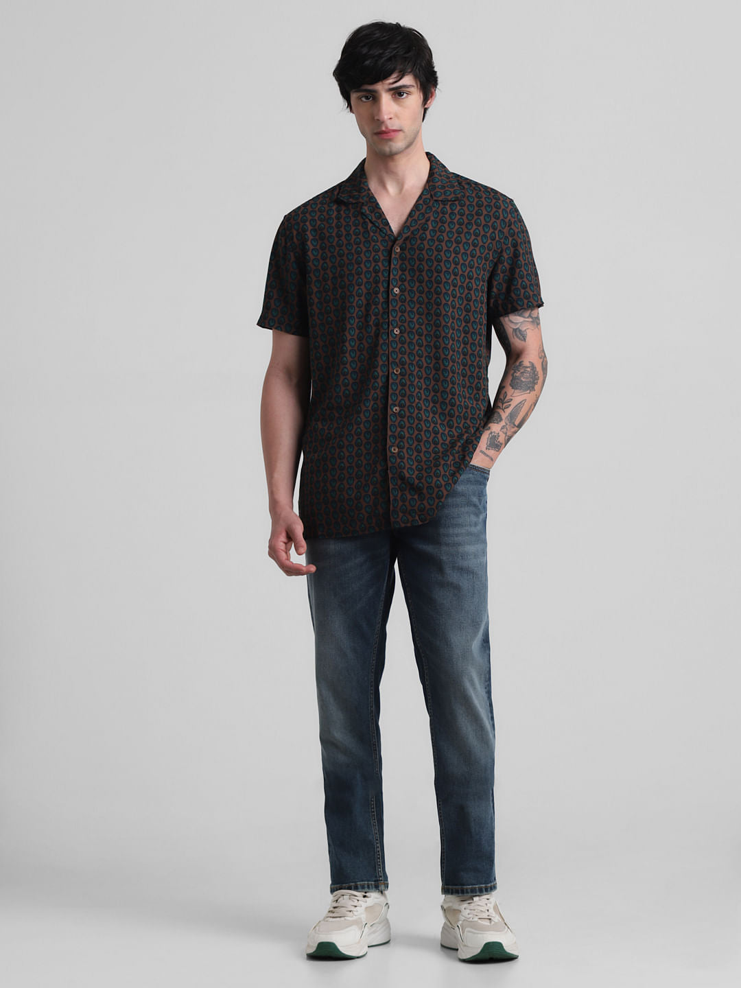 PRODUKT by JACK&JONES Brown Printed Short Sleeves Shirt