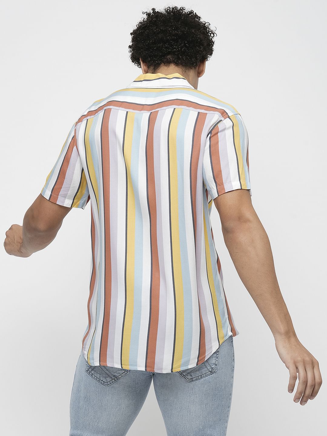PRODUKT by JACK&JONES Yellow Striped Short Sleeves Shirt