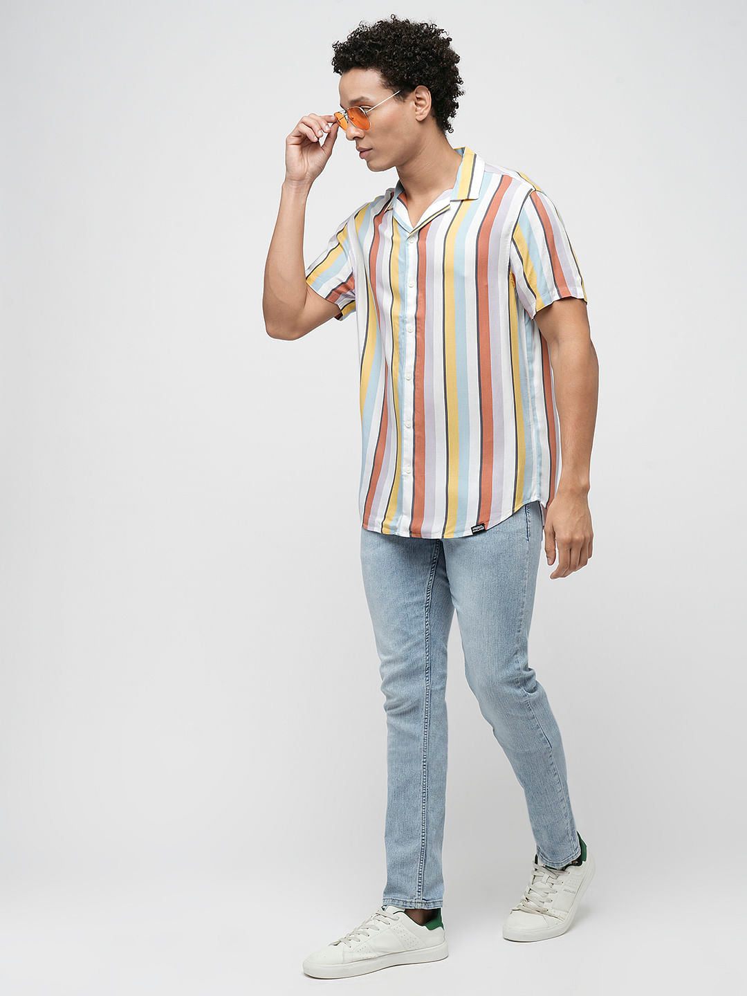 PRODUKT by JACK&JONES Yellow Striped Short Sleeves Shirt