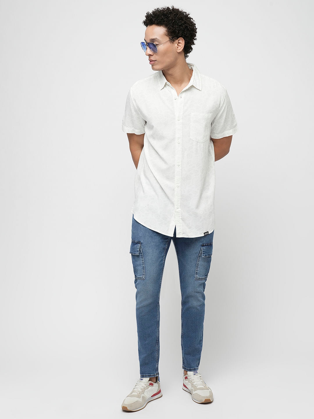 PRODUKT by JACK&JONES White Printed Short Sleeves Shirt