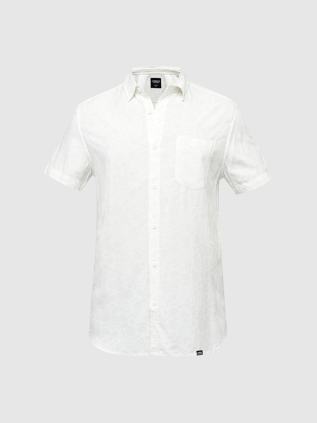 PRODUKT by JACK&JONES White Printed Short Sleeves Shirt