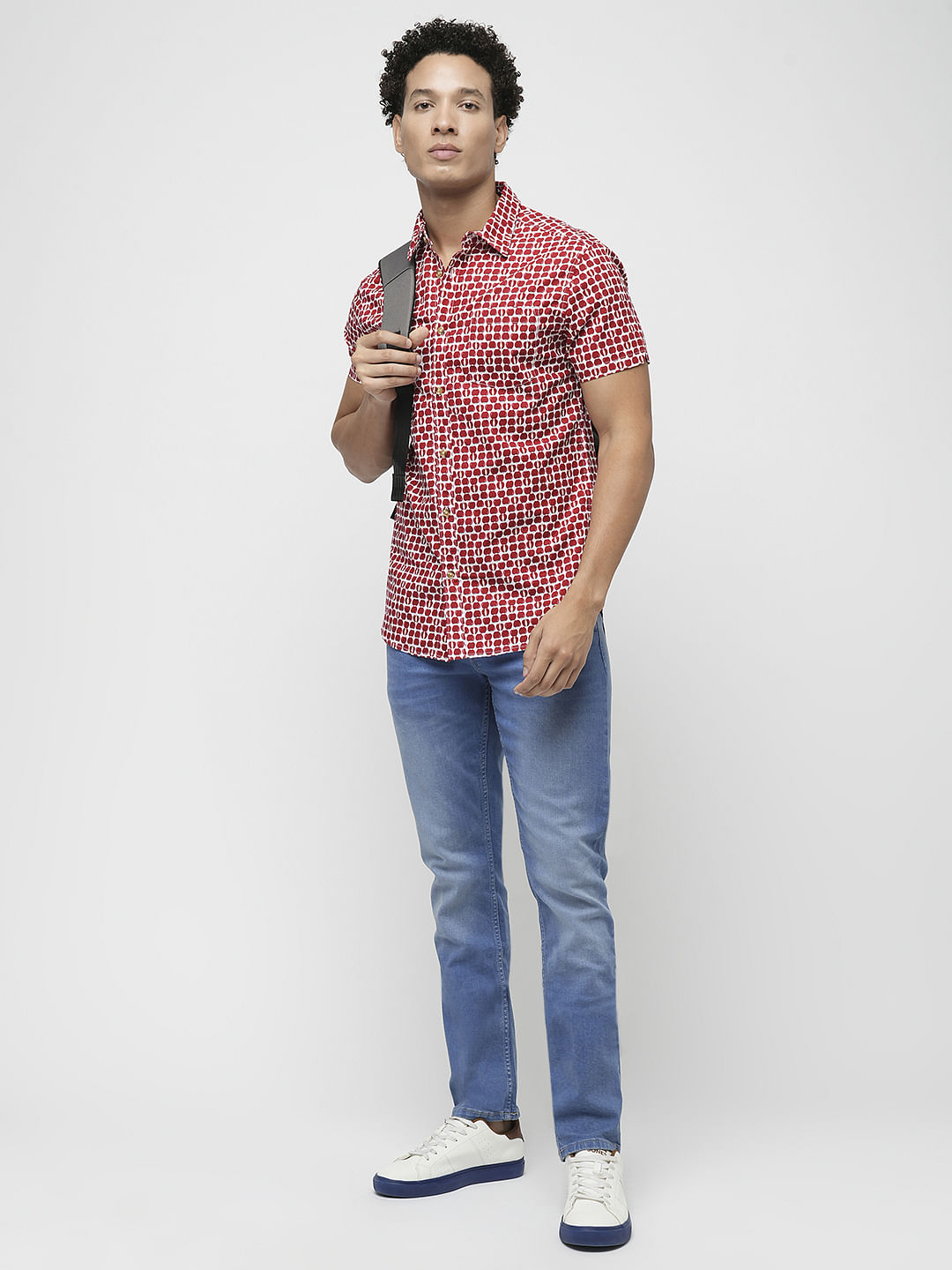 PRODUKT by JACK&JONES Red Printed Short Sleeves Shirt