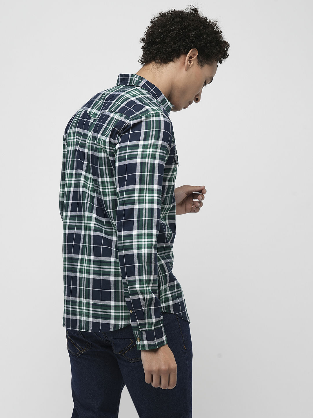 PRODUKT by JACK&JONES Dark Blue Check Full Sleeves Shirt