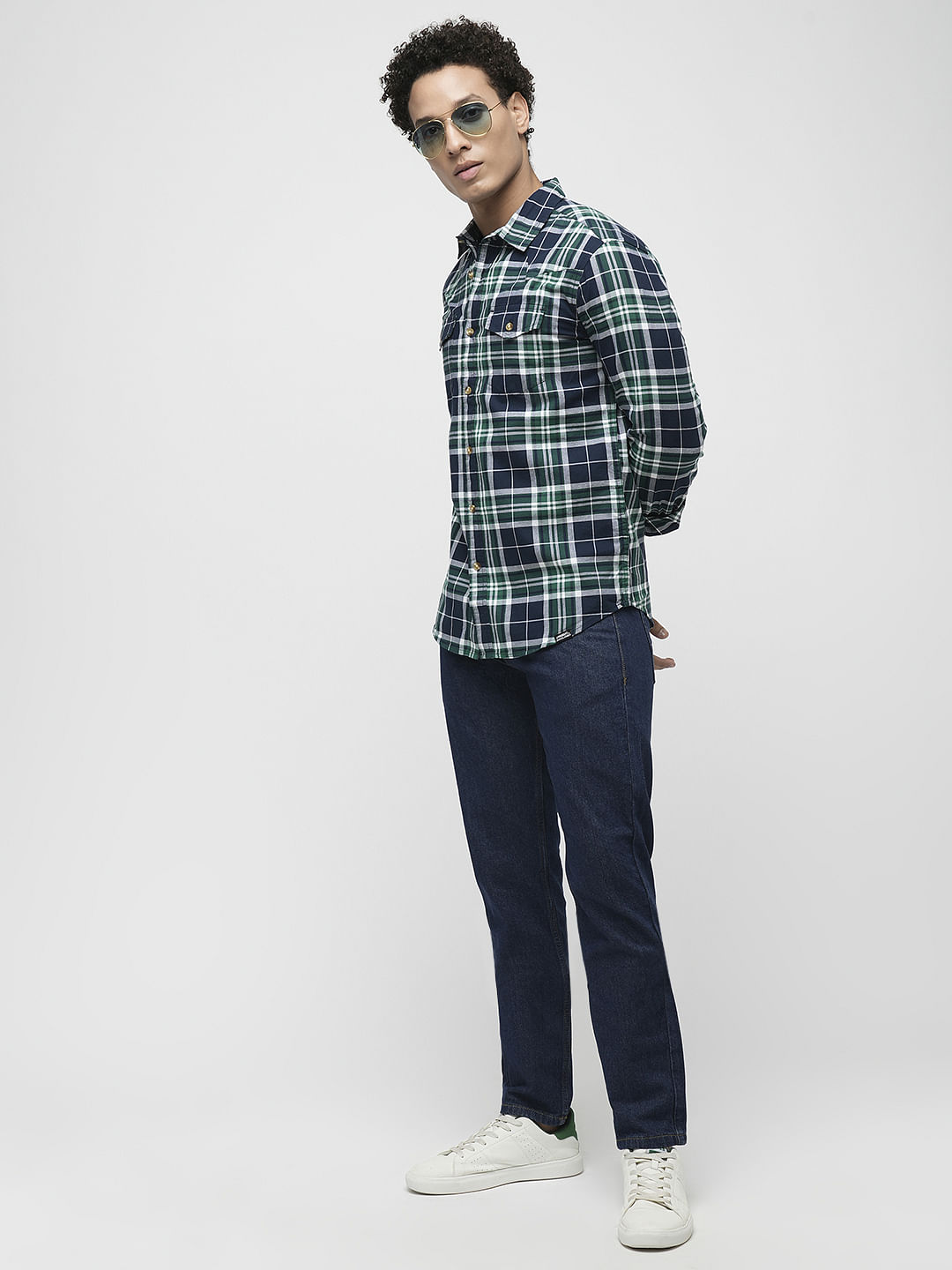 PRODUKT by JACK&JONES Dark Blue Check Full Sleeves Shirt