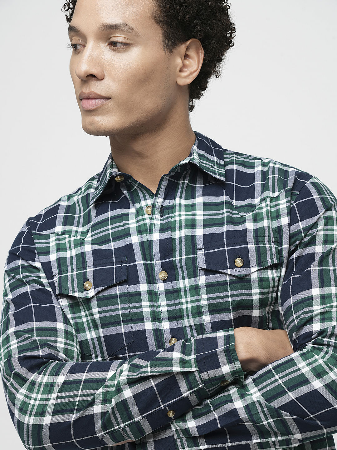 PRODUKT by JACK&JONES Dark Blue Check Full Sleeves Shirt