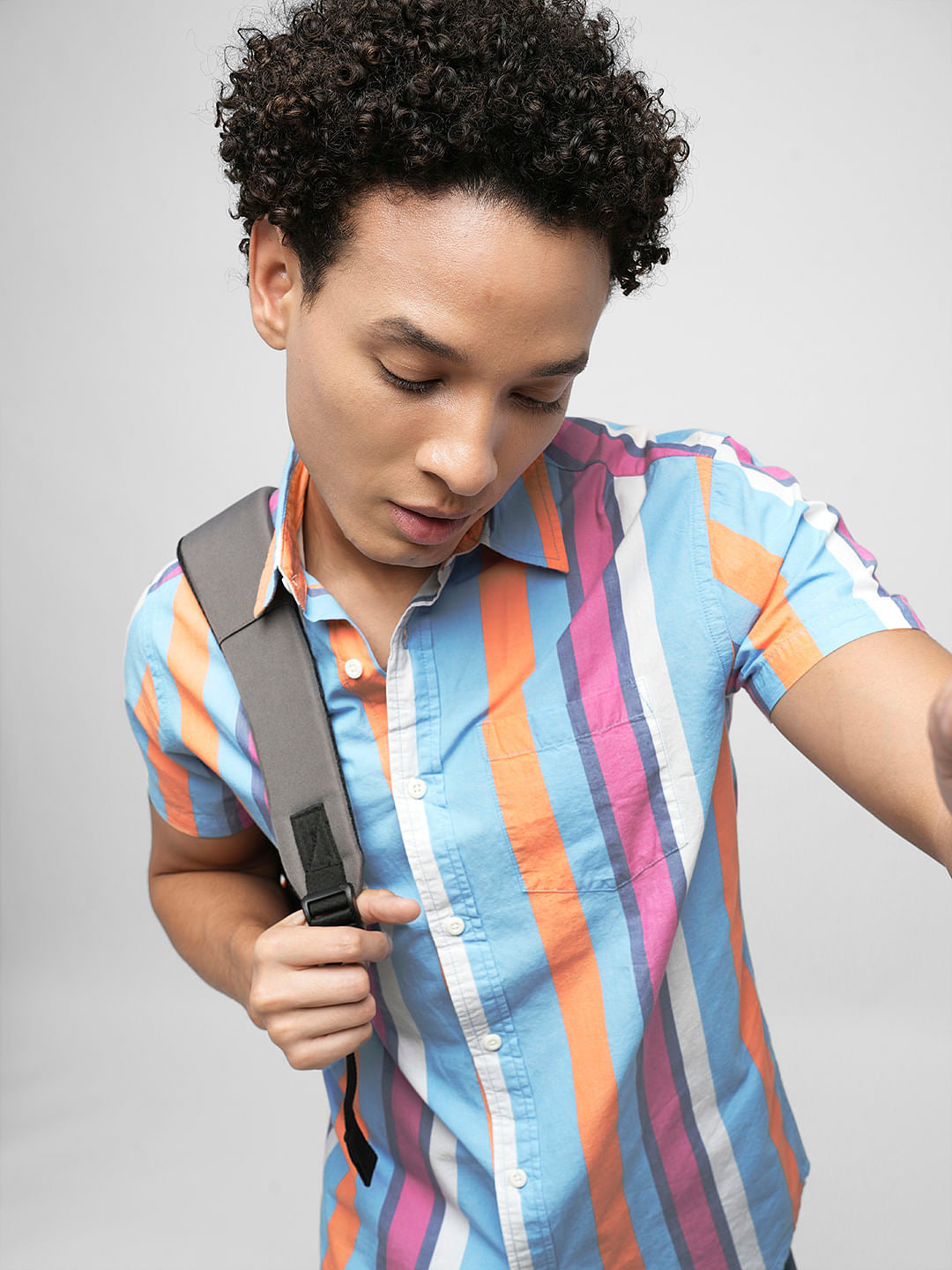 PRODUKT by JACK&JONES Blue Striped Short Sleeves Shirt - S