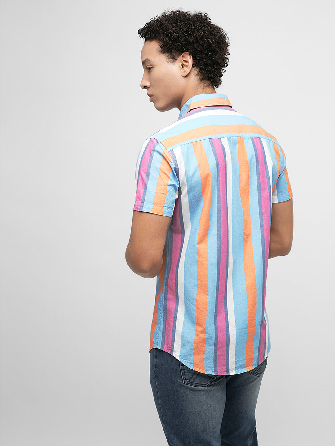 PRODUKT by JACK&JONES Blue Striped Short Sleeves Shirt
