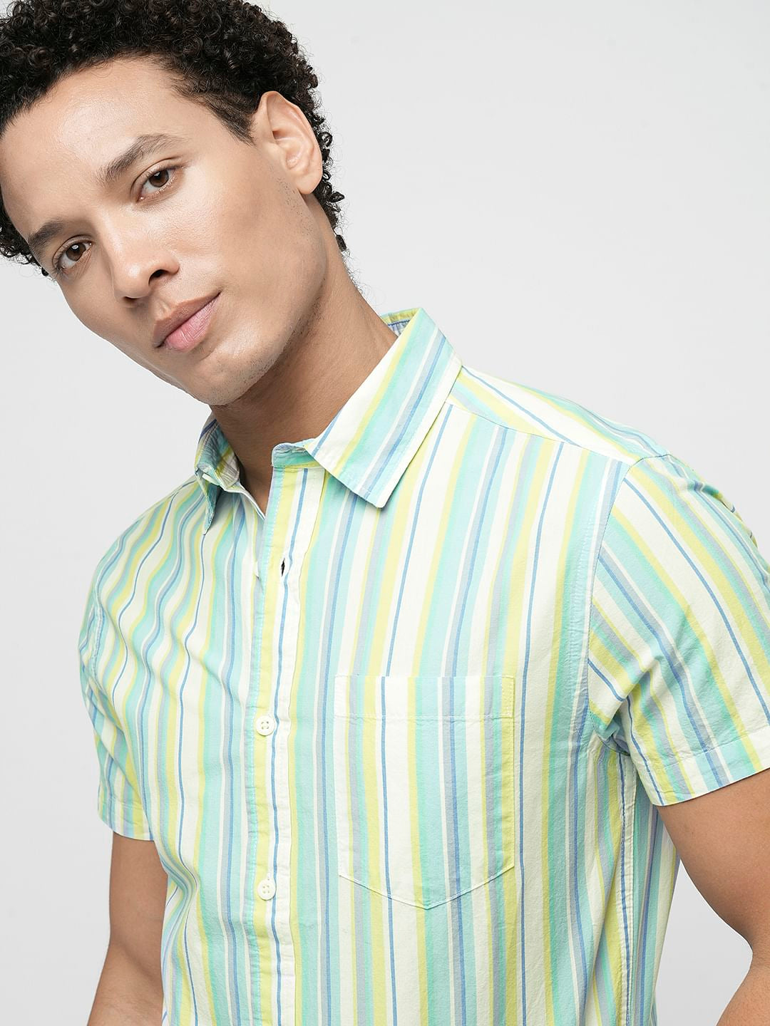 PRODUKT by JACK&JONES Green Striped Short Sleeves Shirt