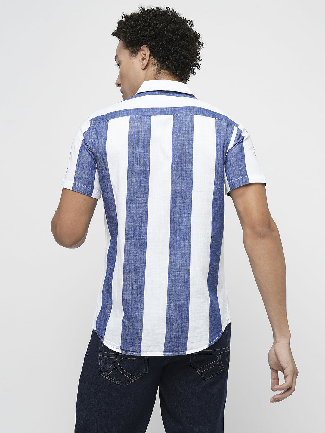 PRODUKT by JACK&JONES Blue Striped Short Sleeves Shirt