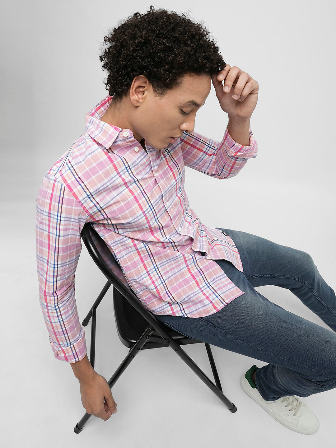PRODUKT by JACK&JONES Pink Check Full Sleeves Shirt - S