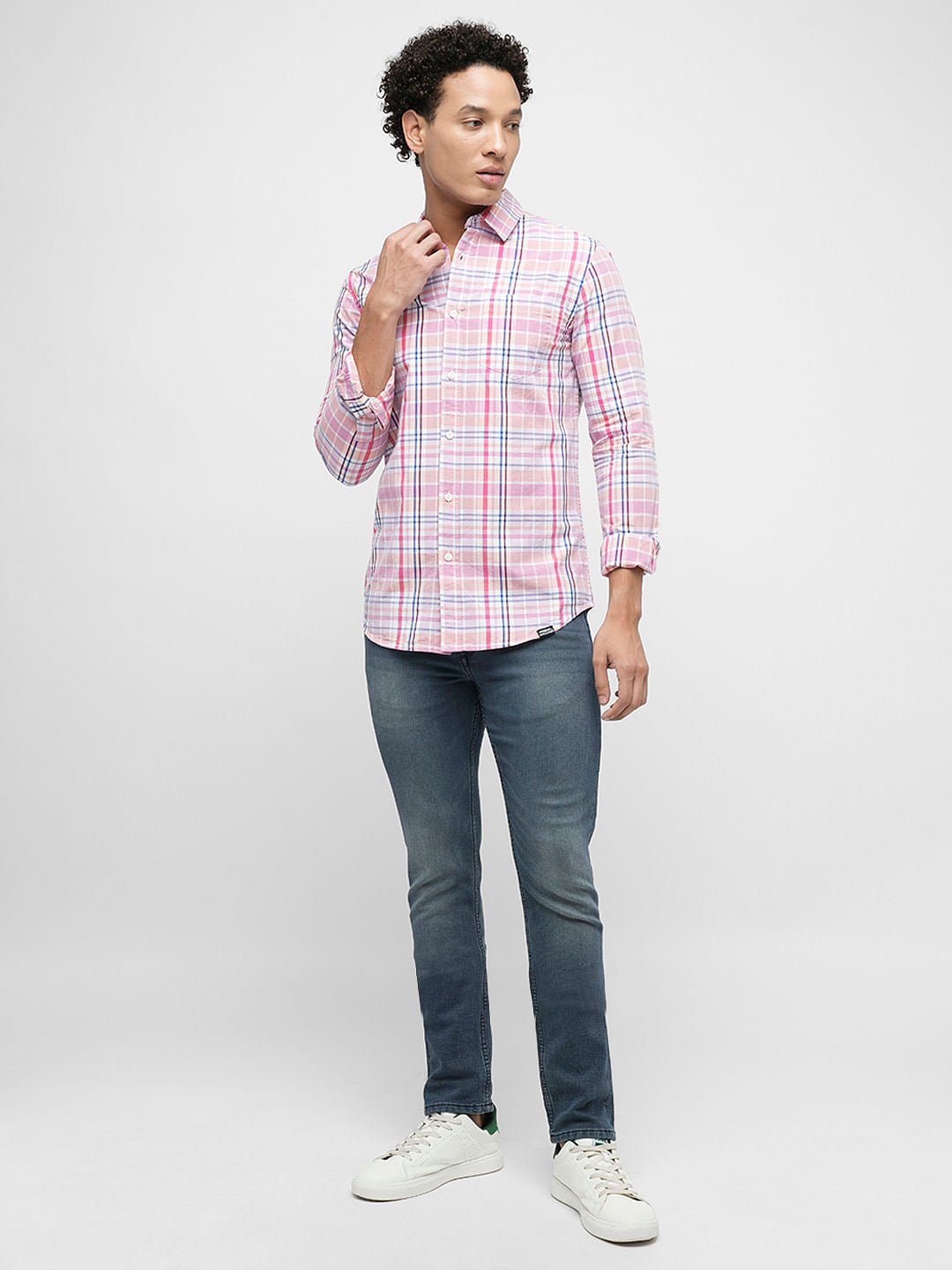 PRODUKT by JACK&JONES Pink Check Full Sleeves Shirt