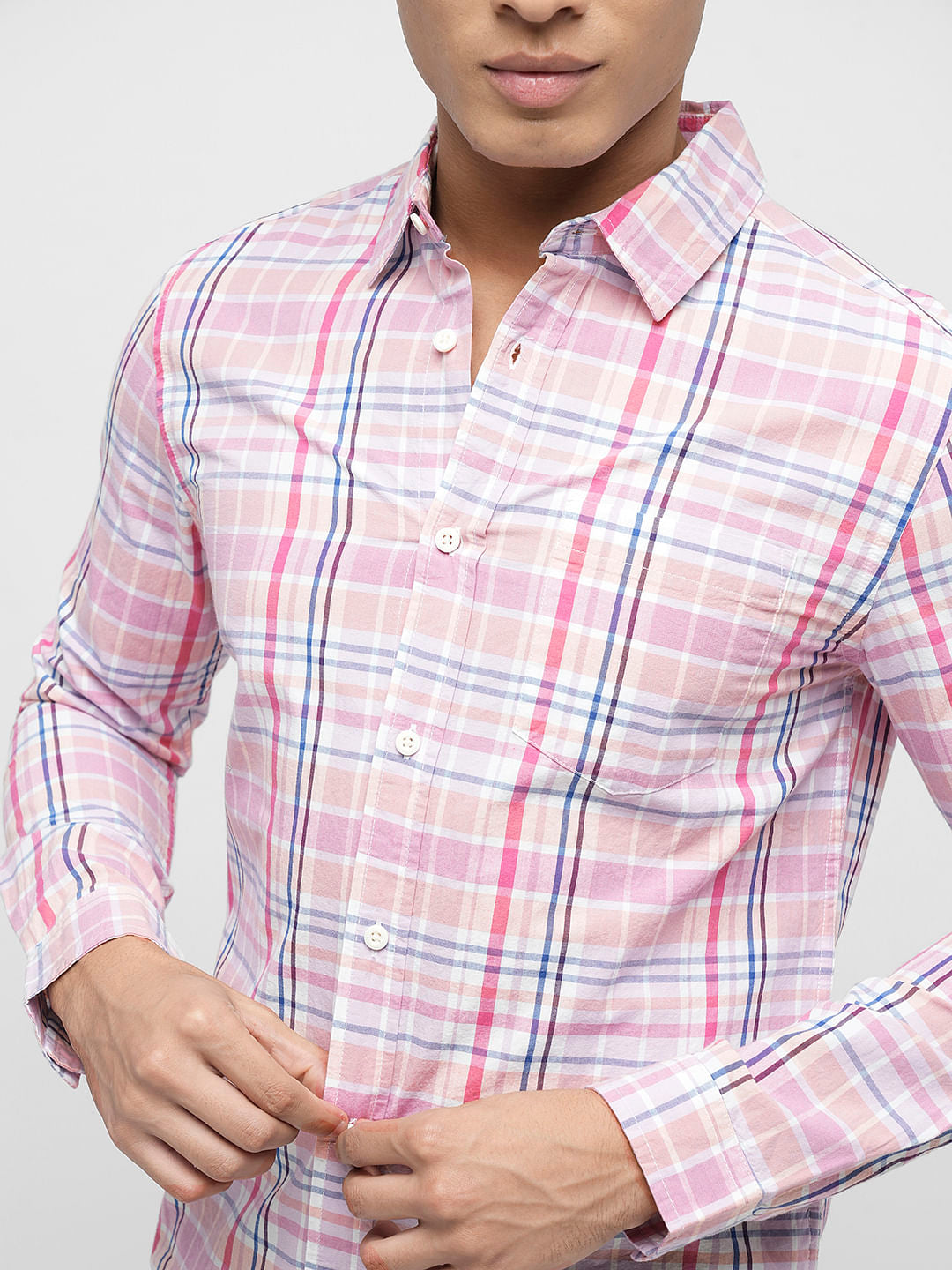 PRODUKT by JACK&JONES Pink Check Full Sleeves Shirt
