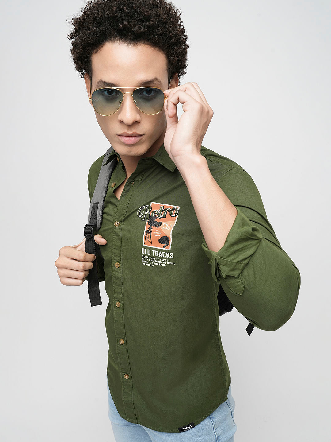 PRODUKT by JACK&JONES Green Printed Full Sleeves Shirt