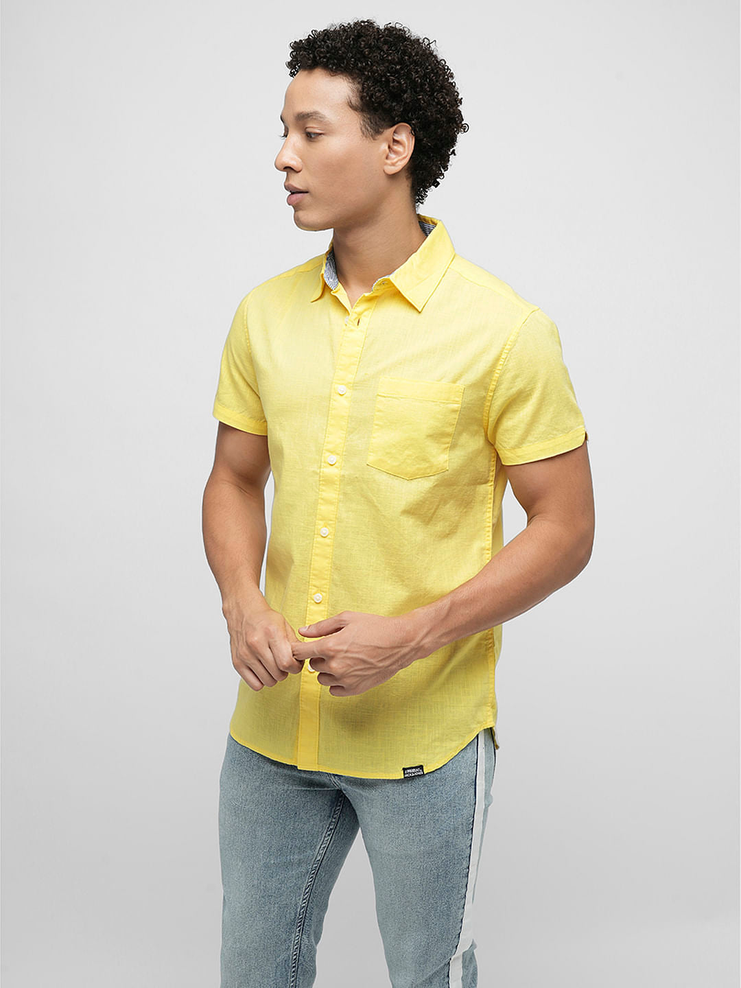 PRODUKT by JACK&JONES Yellow Cotton Short Sleeves Shirt