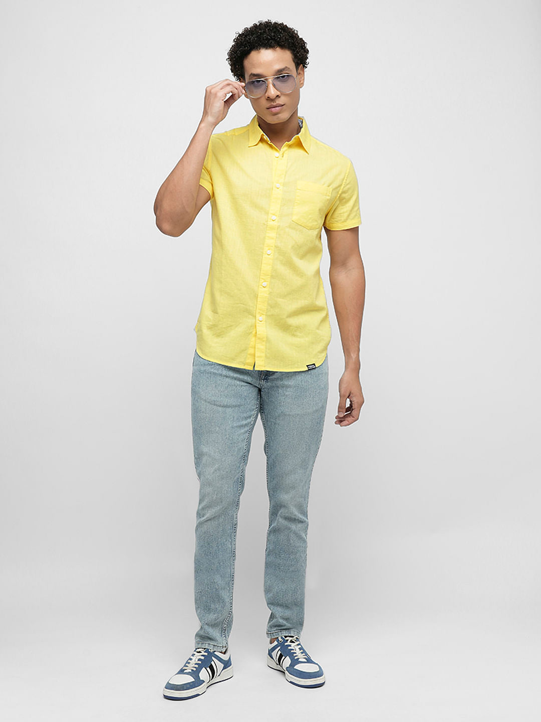 PRODUKT by JACK&JONES Yellow Cotton Short Sleeves Shirt