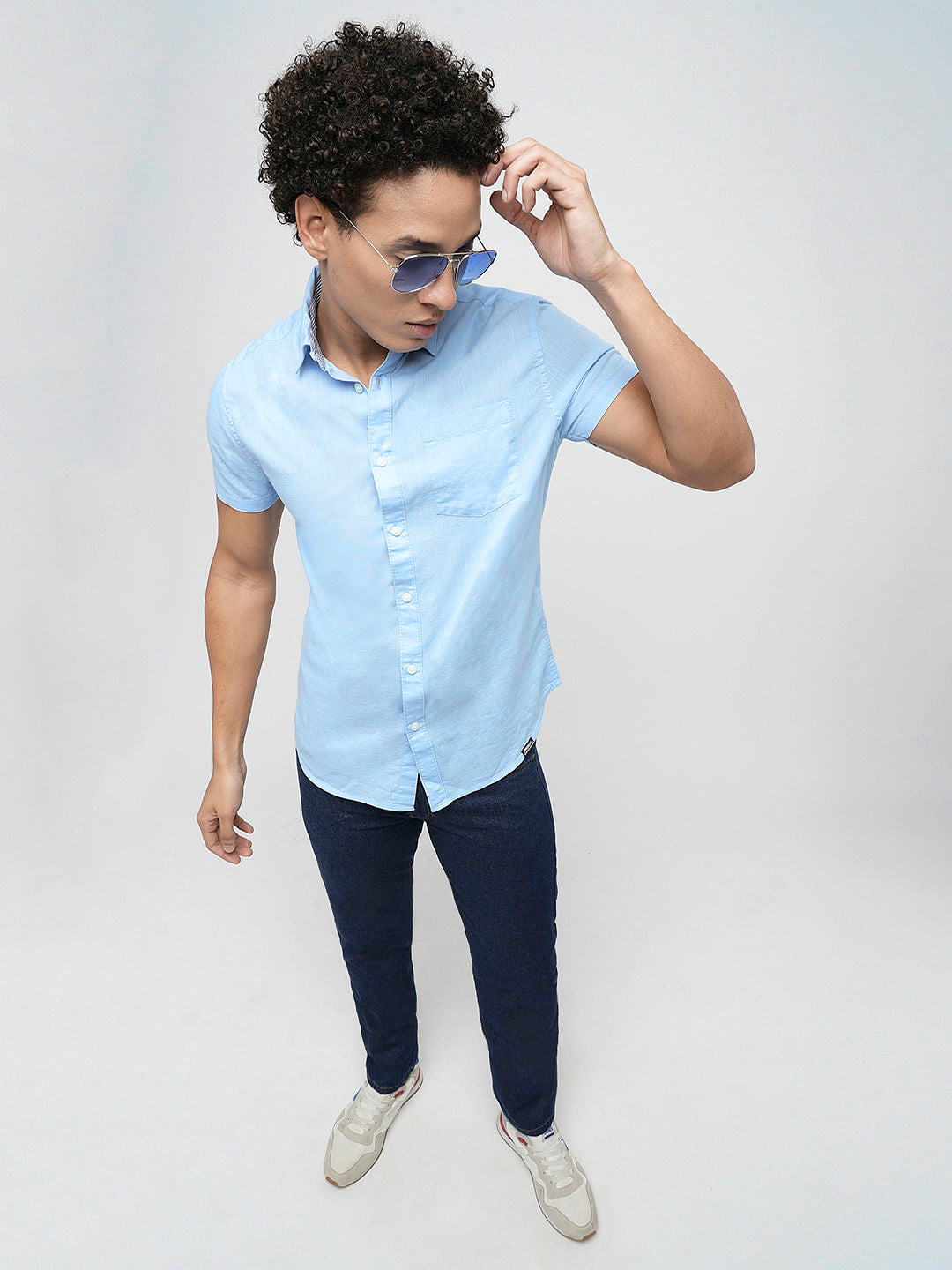 PRODUKT by JACK&JONES Light Blue Cotton Short Sleeves Shirt - S