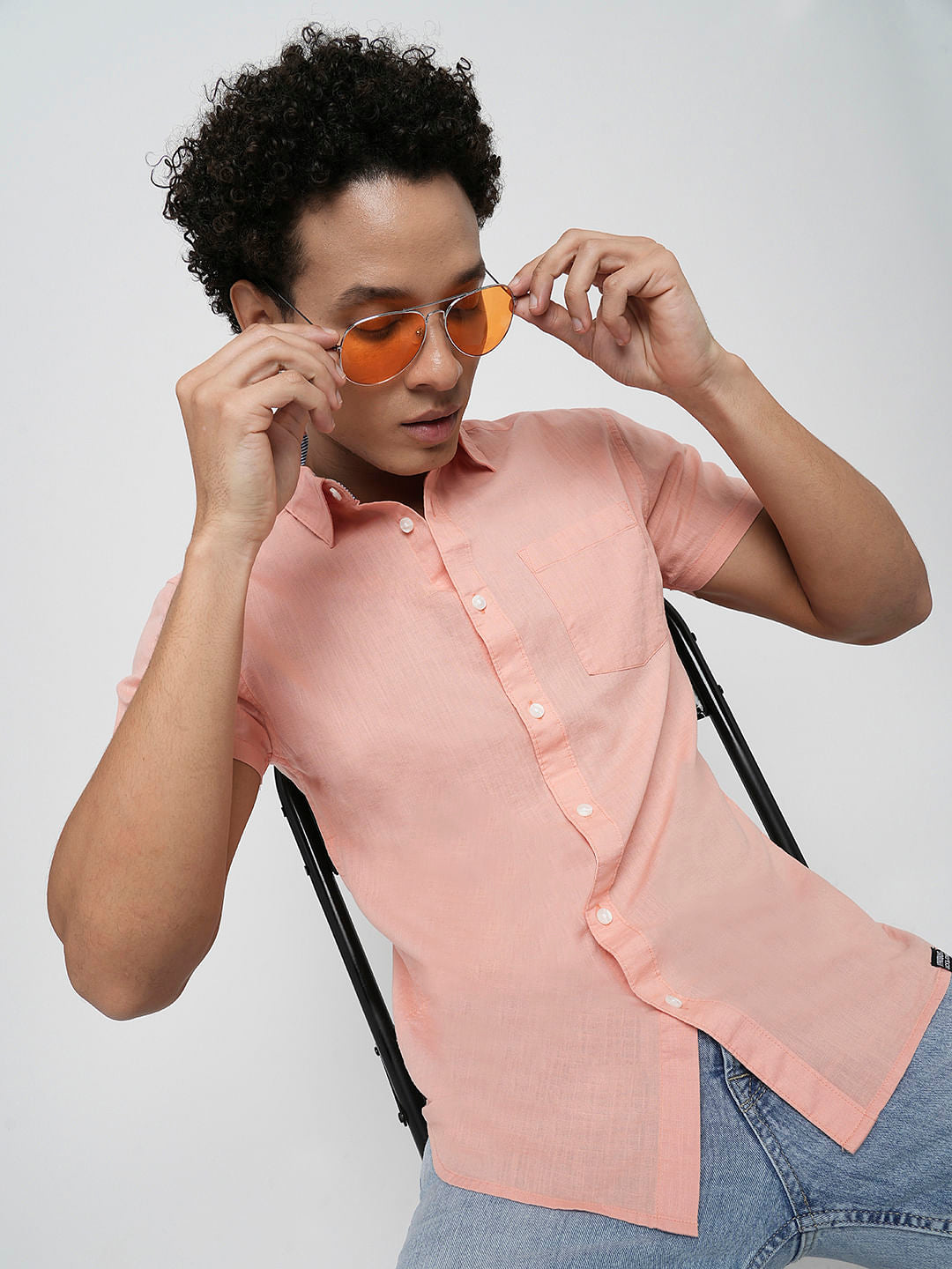 PRODUKT by JACK&JONES Peach Cotton Short Sleeves Shirt - S