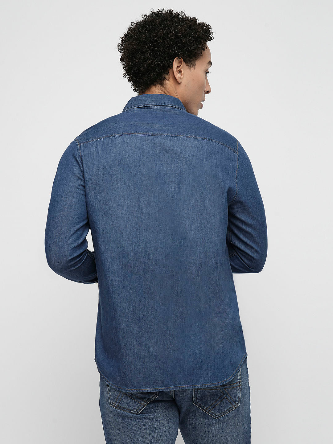 PRODUKT by JACK&JONES Dark Blue Full Sleeves Denim Shirt