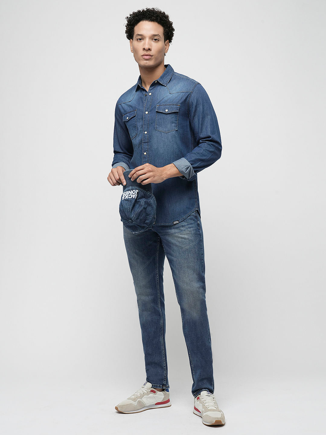 PRODUKT by JACK&JONES Dark Blue Full Sleeves Denim Shirt